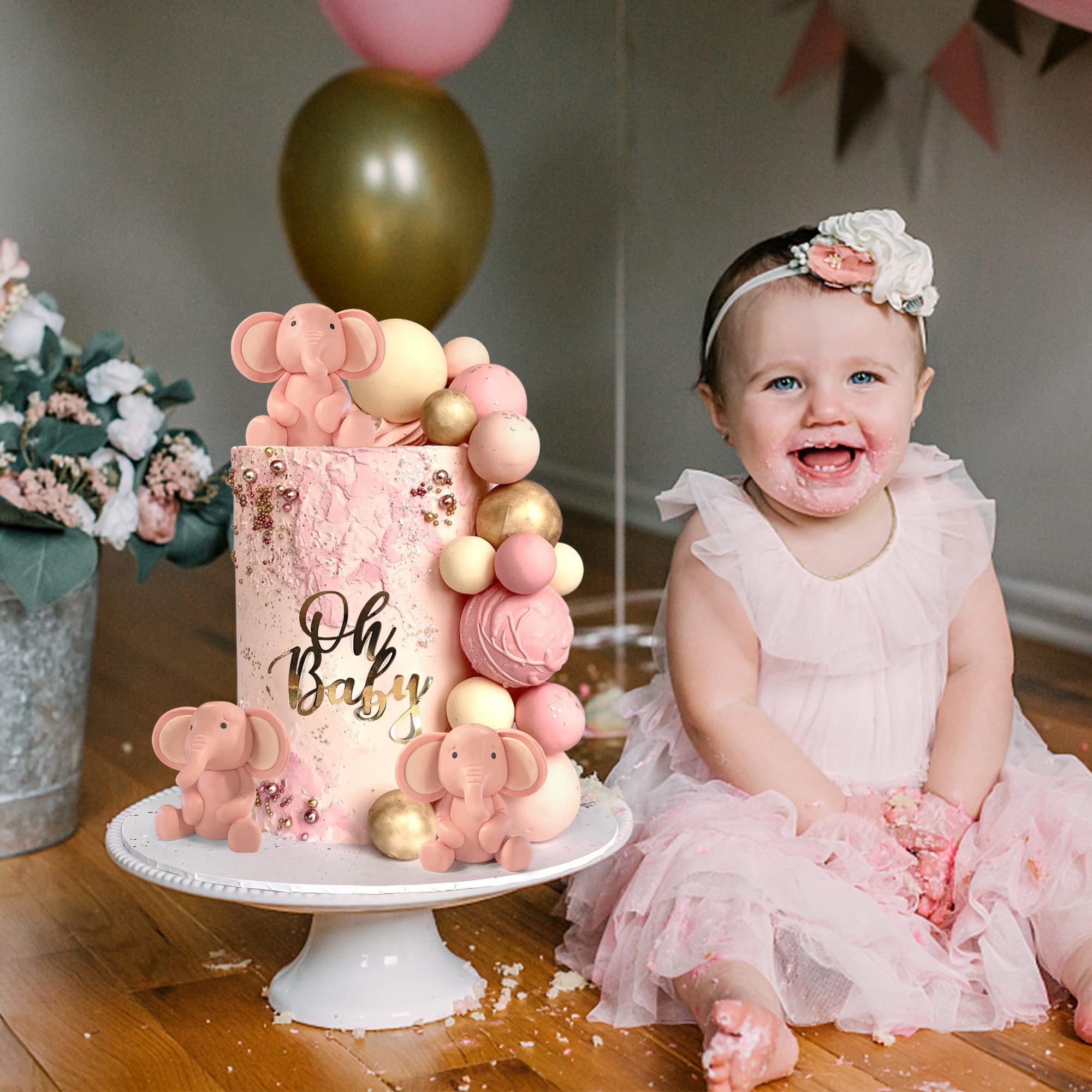 26 Pezzi Decorazioni Per Torta A Tema Elefante - Palline In Schiuma E Topper In Argilla Per Baby Shower E Feste - Foto 10