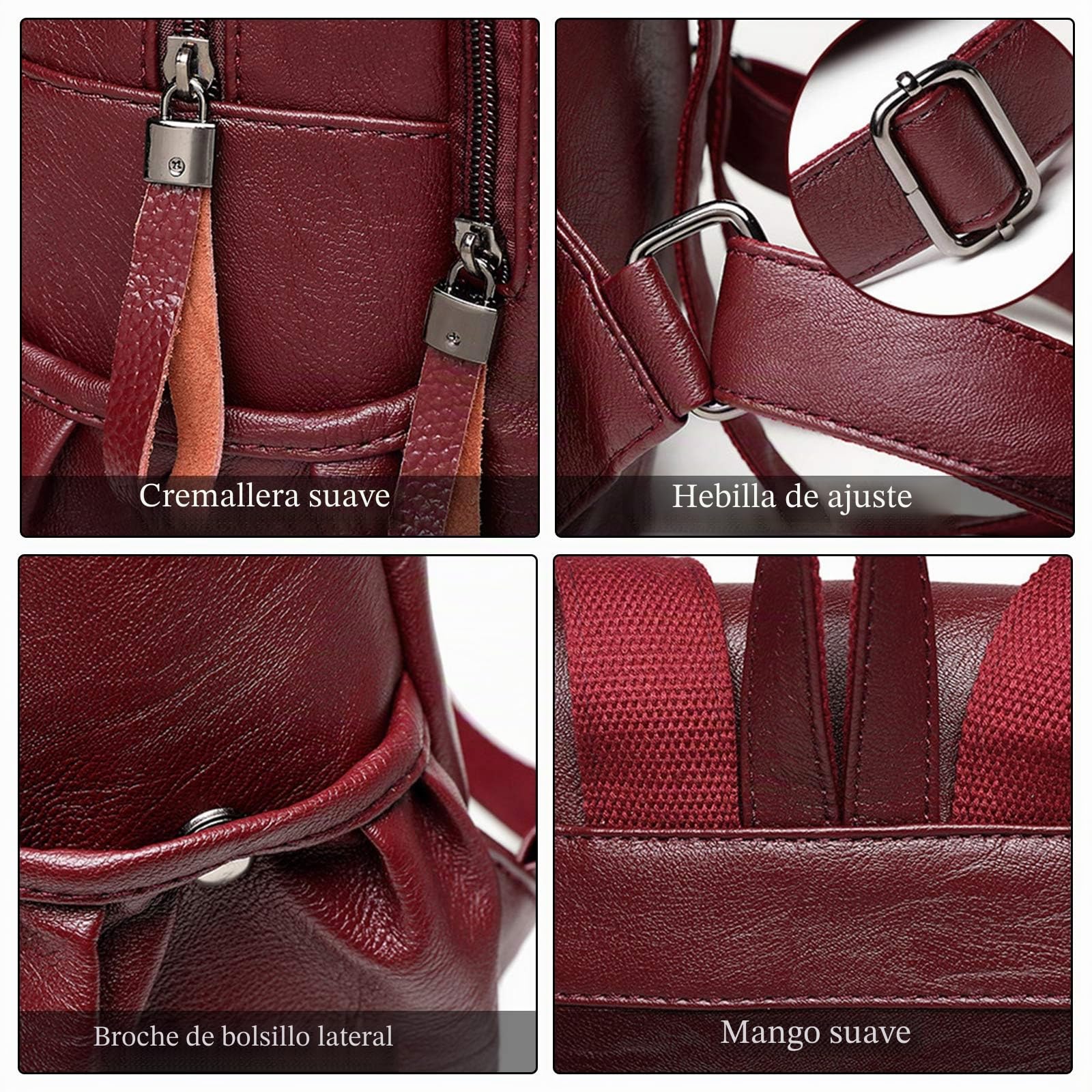 FANDARE Cuero Genuino Mochila Mujer Moda Mochila Mochila Impermeable Mochila Bolsas Escolares para Universidad Viaje Trabajo Compras Mochila