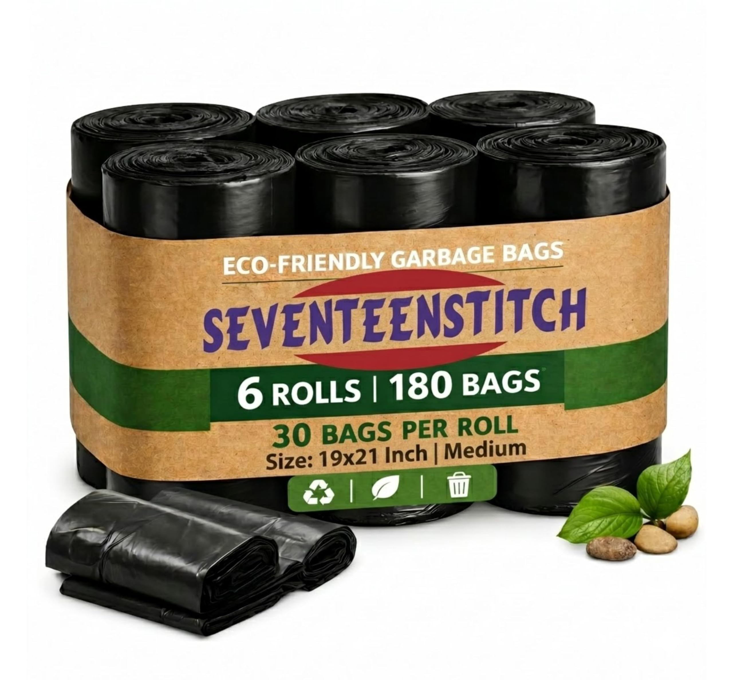Medium Garbage Bags - 4 Roll Pack, Leak-Proof & Odorless -12 Medium Garbage Bags - 4 Roll Pack, Leak-Proof & Odorless -12