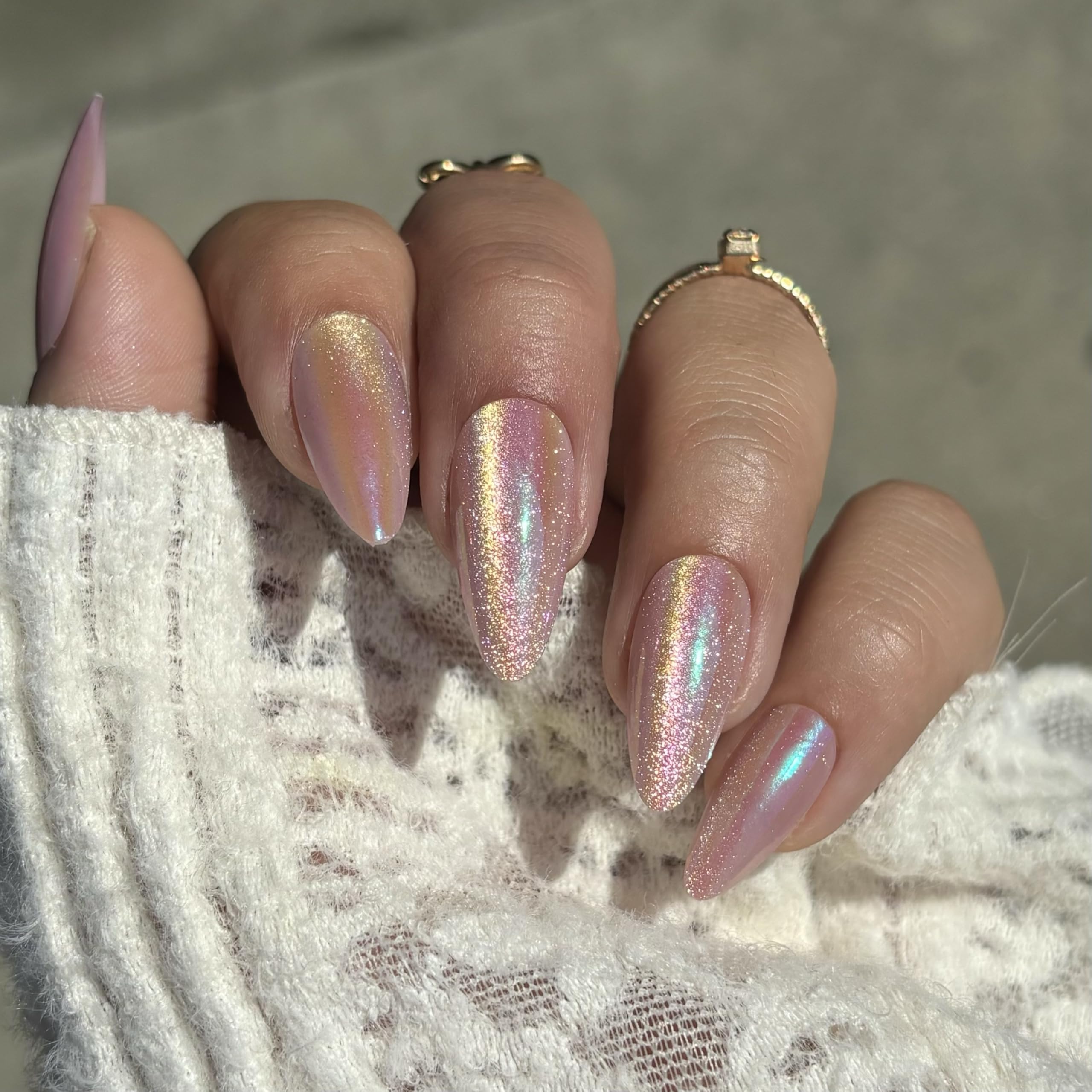 FAIRY DUST Press-On Nails by Lavaa Beauty | Pink Almond Velvet Shimmer Nails