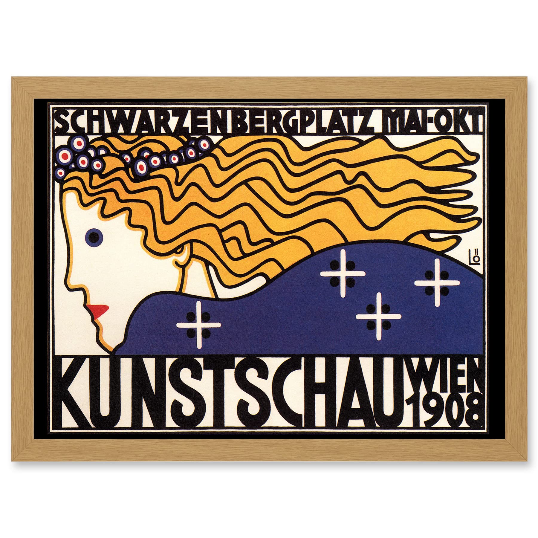 Artery8 Cultural Exhibition Vienna Austria Kunstschau Wien 1908 Vintage Advert Poster Artwork Framed Wall Art Print A4