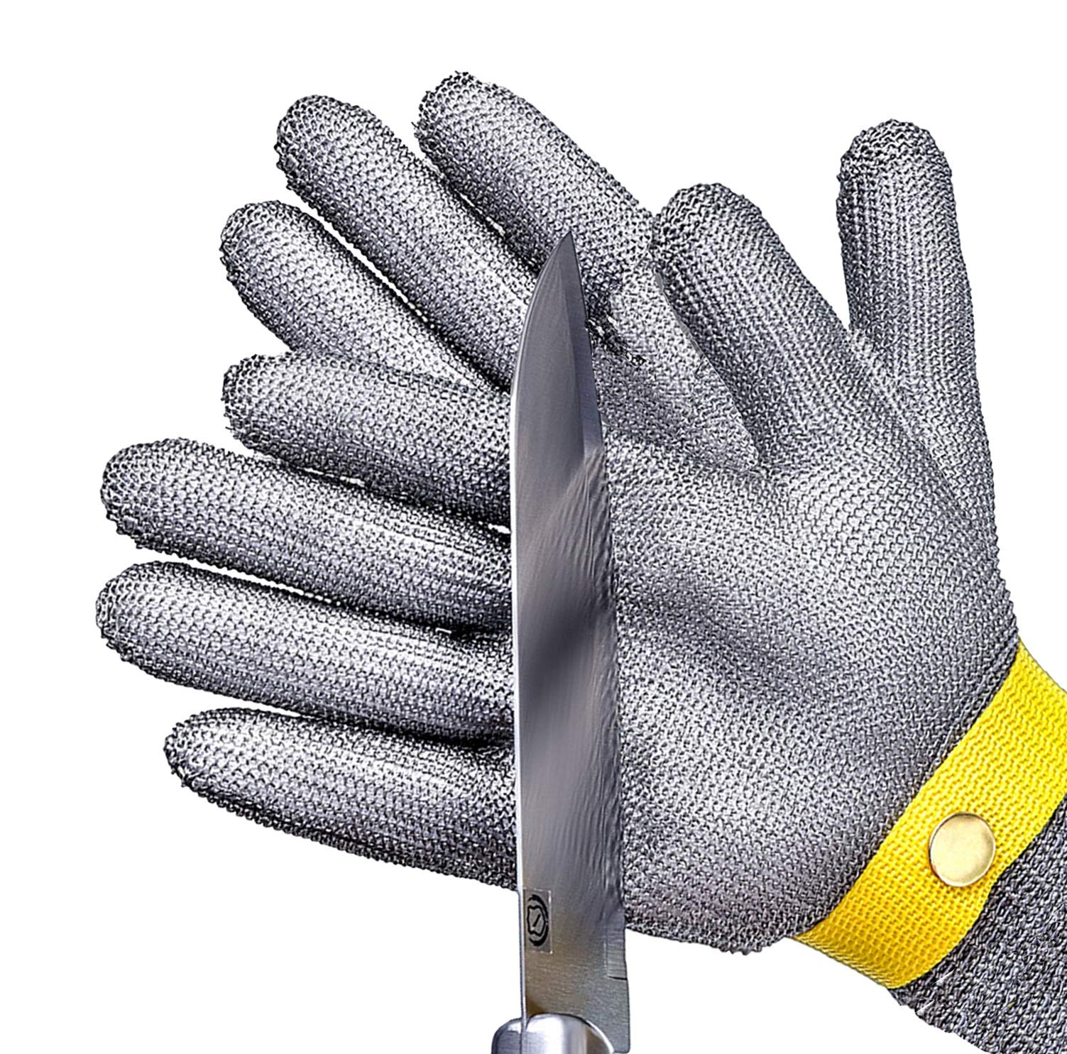Guanti Antitaglio, Guanti antitaglio in Rete Metallica in Acciaio 316, Guanti di Sicurezza protettivi di Livello 5, con Cinturino da Polso Regolabile, 2 Guanti