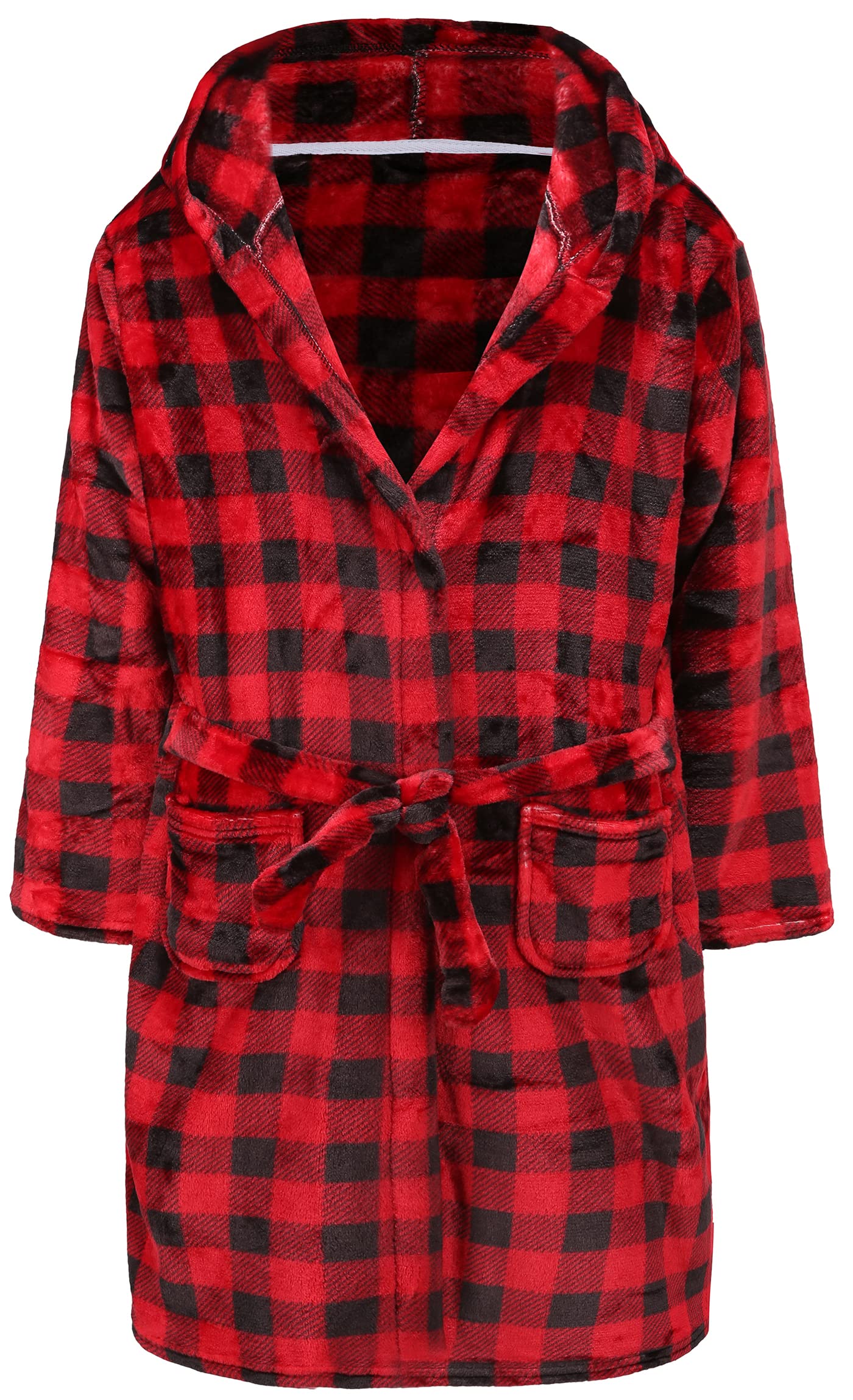 Kids Hooded Bathrobe Girls Soft Plush Hooded Flannel Pajamas Sleepwear Boys Spa Robe