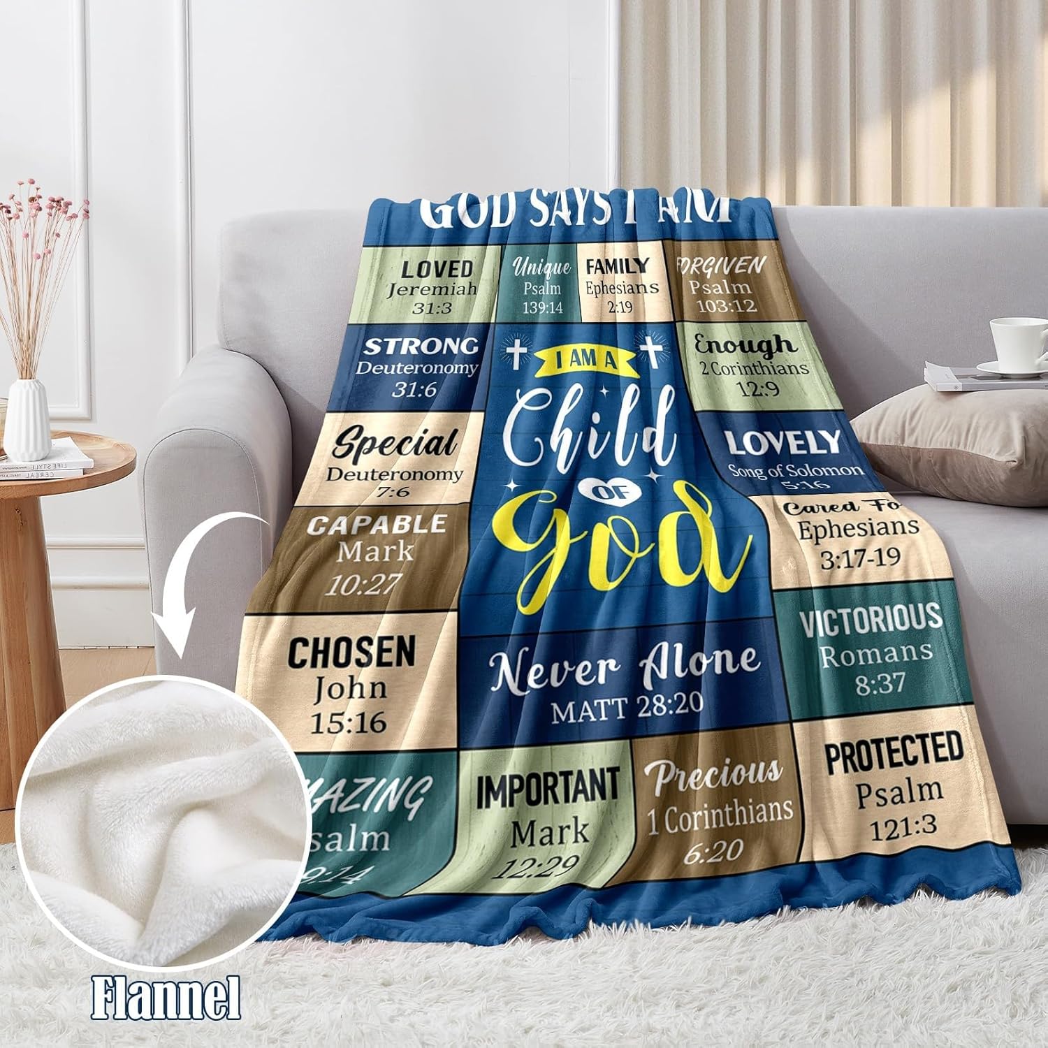 Christian Gifts for Men - Baptism Gifts for Boys - I Am A Child of God Blanket - Christian Blanket 50"x60" - Inspirational Religious Catholic Spiritual Gifts for Men & Boy - Birthday, Christmas - Image 4