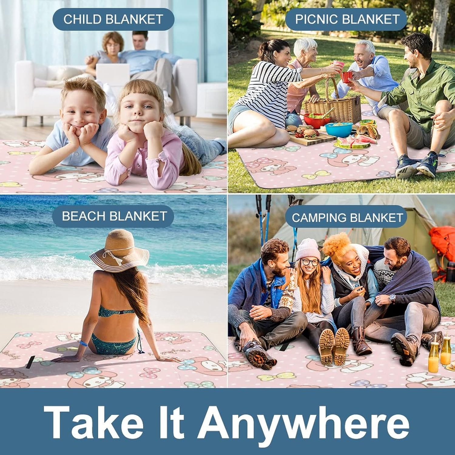 マイメロディ レジャーシート コンパクト 大判 ピクニックシート キャラクター レジャーシート 厚手 キャンプ シート 軽量 収納便