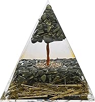 Vista 50 de Amazing Gemstone Organite Orgone Pyramid Extra Large 95MM - Orgone Energy Pyramid with Evil Eye, Hematite, Tiger Eye,Black Obsidian Crystals&Healing