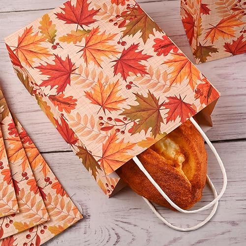 Miniatura 8 de 16 bolsas de fiesta de hojas de otoño, bolsas de regalo de otoño, bolsas de papel, elementos de diseño, bolsas de regalo con asas para fiestas de