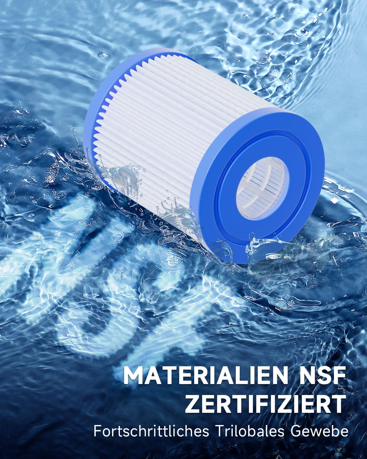 AQUALTRA Lot de 6 Type I Filtre de Piscine Compatible avec 58093/58511/58381/58511E, Filtre de 330 Gallons, 89mm x 79mm Cartouche Filtre de Piscine Hors Sol