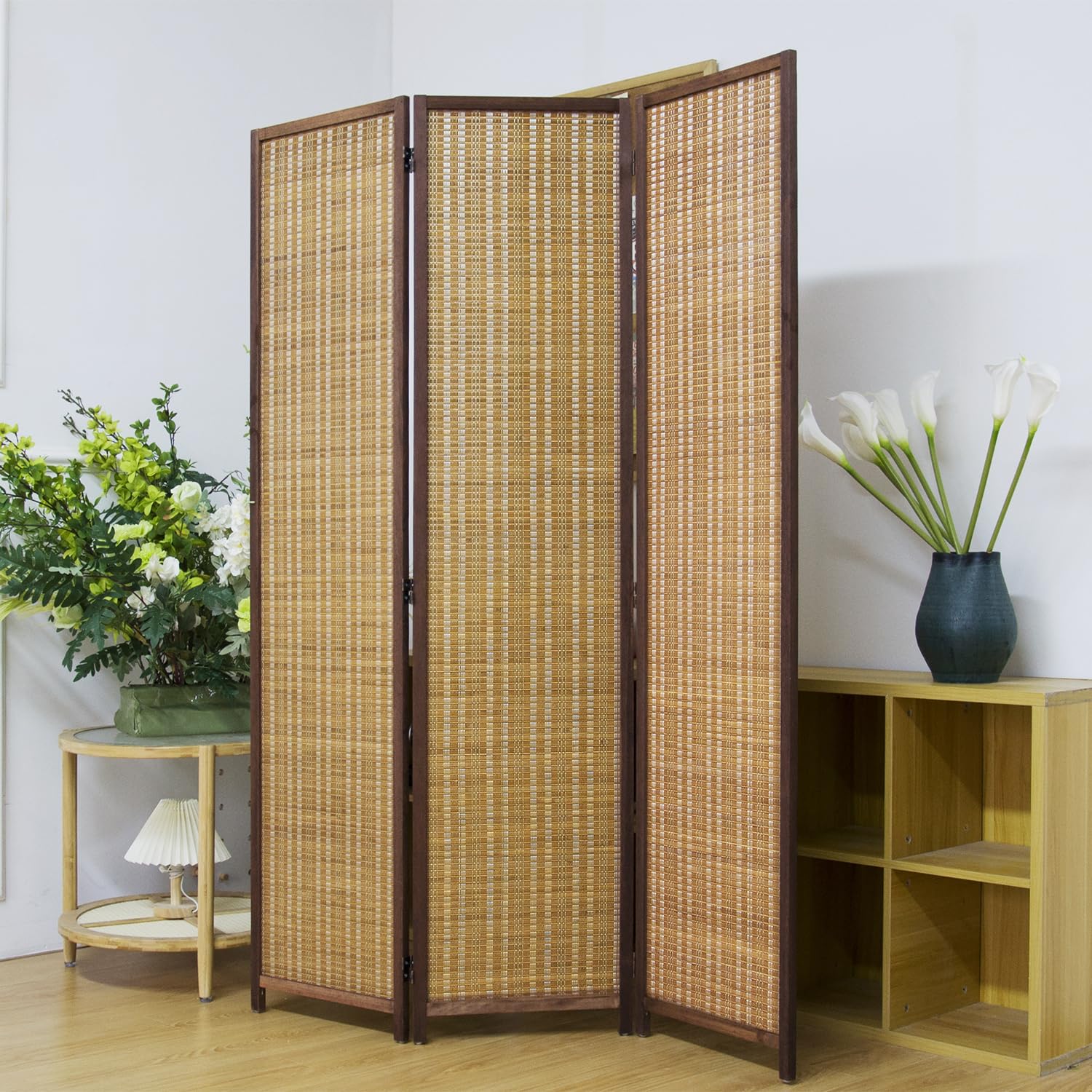 バンブー　NEWスクリーン3連 Amazon.com: Furnnylane 3 Panel Bamboo Room Divider - 5.6 ft Tall