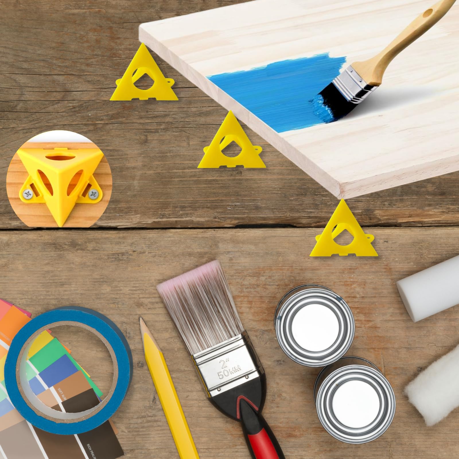 Supporti Piramide Pittura 50 Pezzi Coni Gialli Triangle Stands Alzate per Porte Armadio Tela Perforata Mobili
