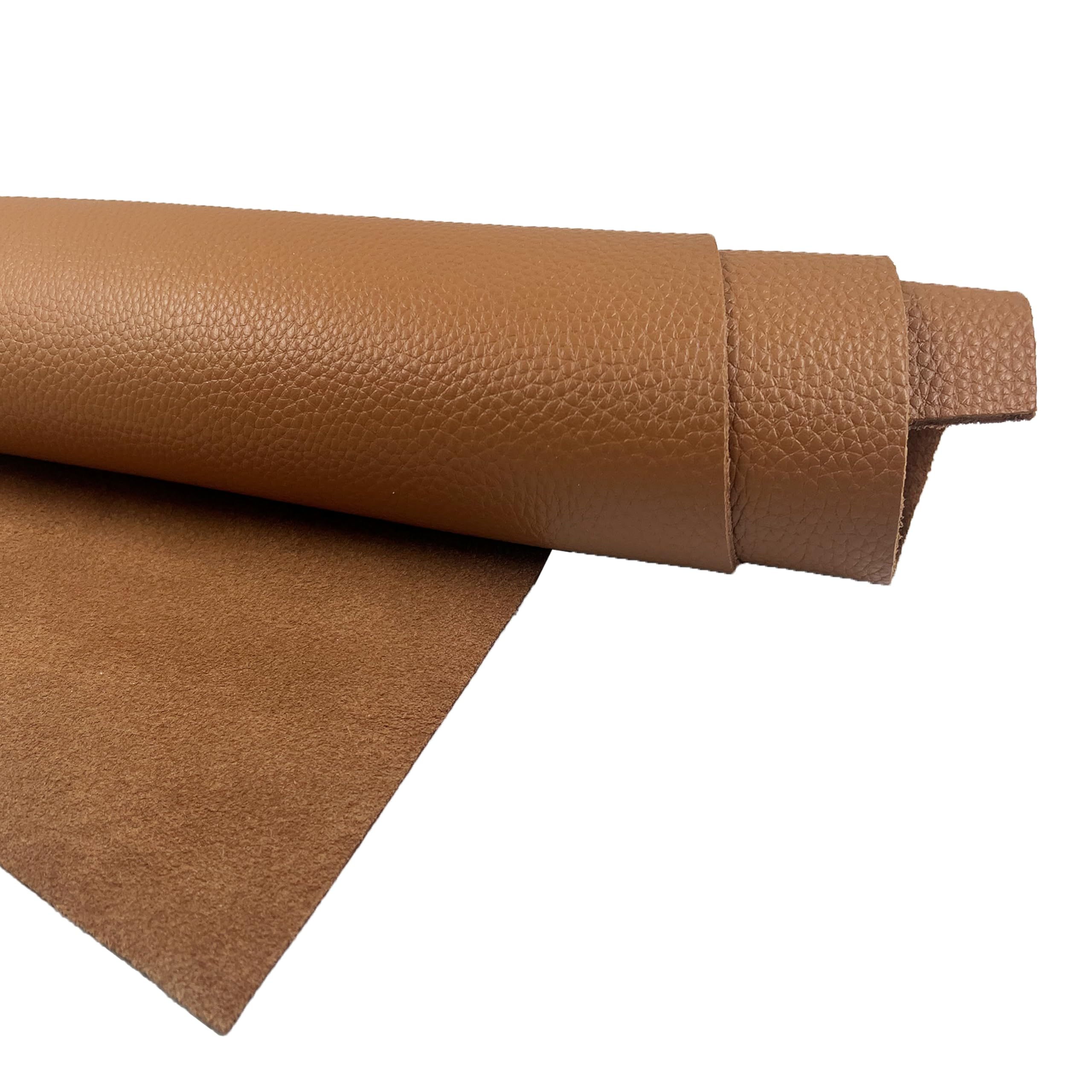 MUSE CRAFTFlawless 12''X11.5'' 4-5oz Light Brown Cow Leather Litchi Togo Leather Pieces Square Cowhide Tooling Leather|Import A Grade Tooling Leather Hide