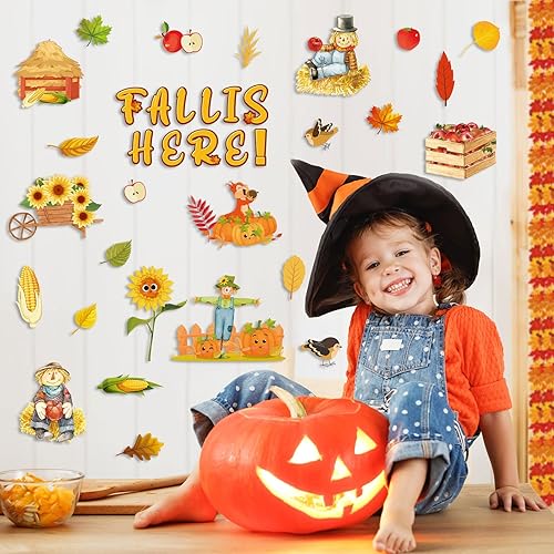 Miniatura 4 de Juego de 61 piezas de decoración de tablero de anuncios de otoño de cosecha y otoño, juego de decoración de tablero de anuncios de hojas de arce,