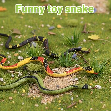 25cm Rubber Snake Ornaments Set of 6, Realistic Fake Snakes, Garden Deterrent