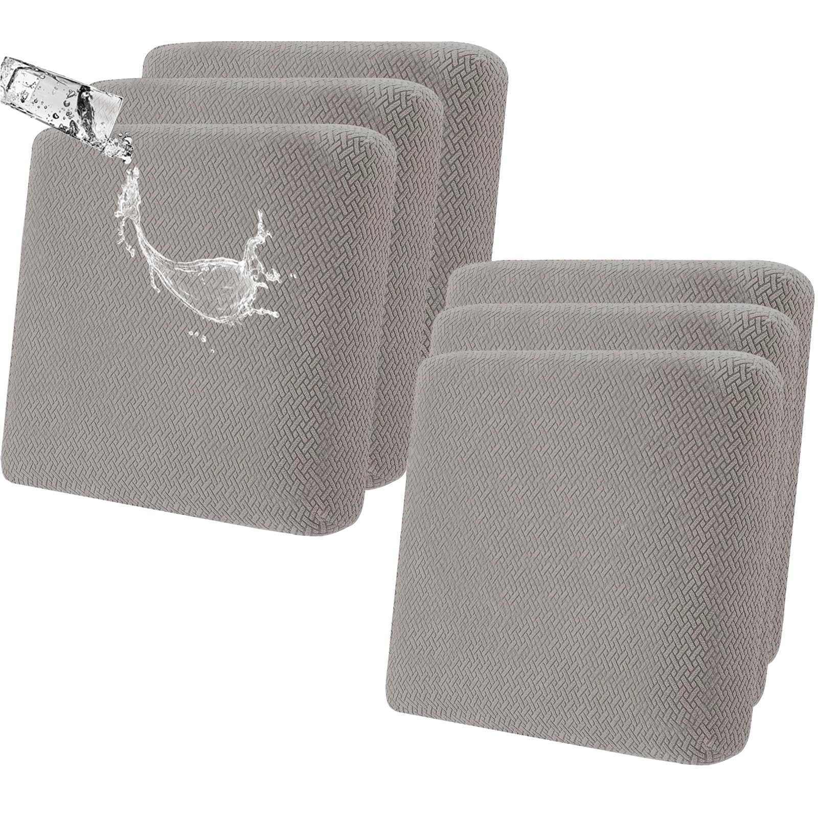Waterproof Couch Cushion Cover: 6Pcs Outdoor Cushion Covers High Elastic Magic Sofa Cover Spandex Fabric Furniture Protector Suitable for Sofa Pets (Gray Brown)