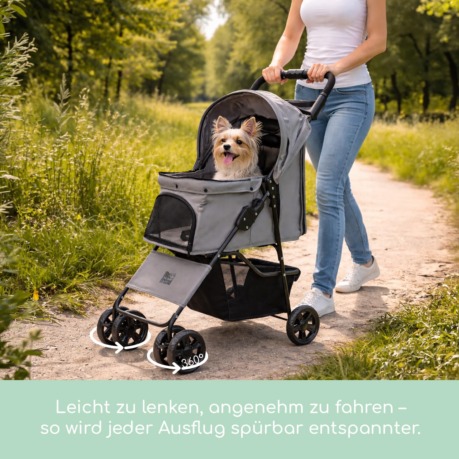 My Friend Passeggino per cani S1 pieghevole fino a 15 kg – Carrello per animali domestici con finestra di ventilazione e vista imbottita, confortevole e sicuro per cani, gatti e piccoli animali