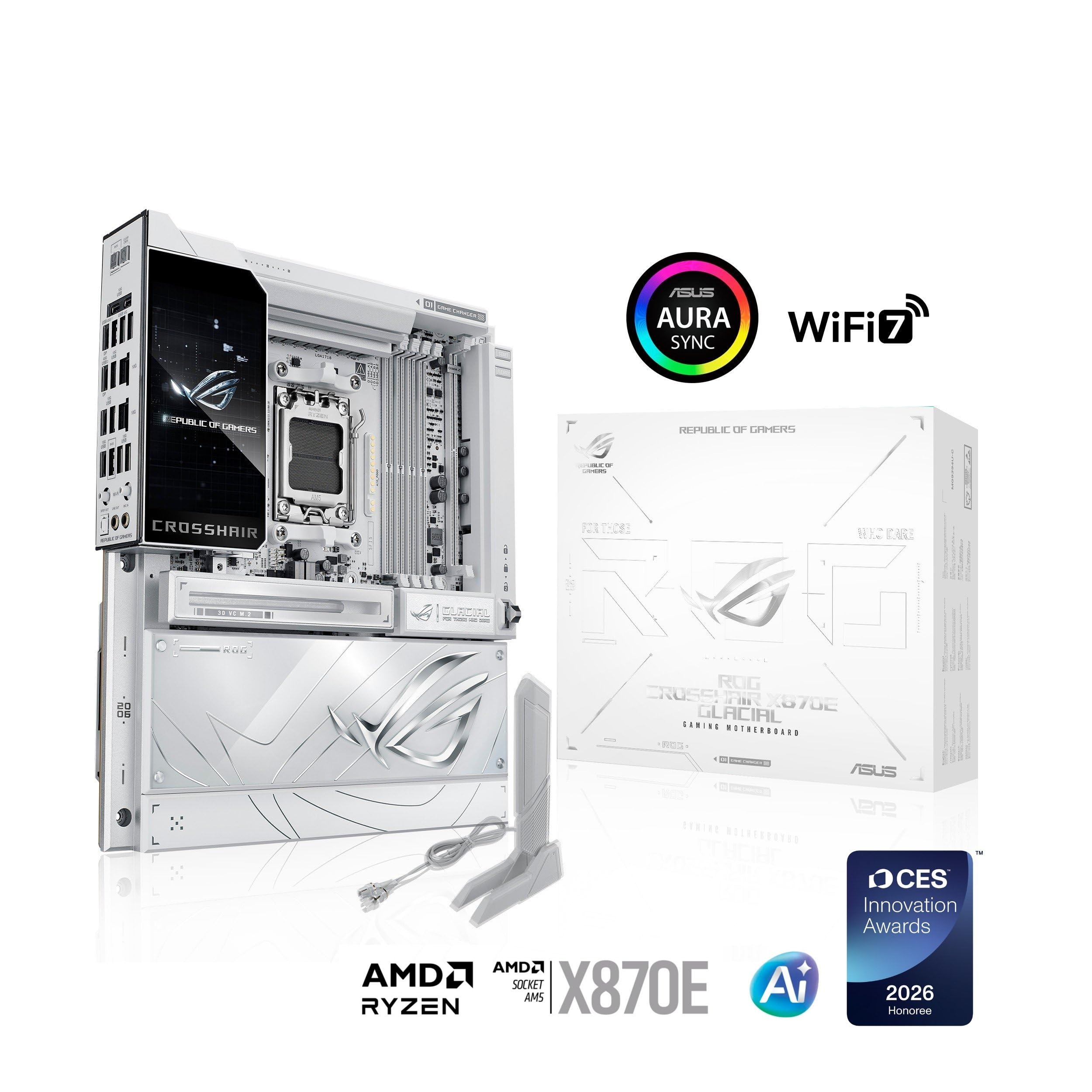 ASUS ROG Crosshair X870E Kühler, AMD E-ATX Motherboard, 24+2+2 Leistungsphasen, DDR5-Steckplätze, zwei PCIe® 5.0 x16 Safe-Steckplätze, sieben M.2-Slots, Dual Realtek 10G Ethernet, AI Cache Boost, Full