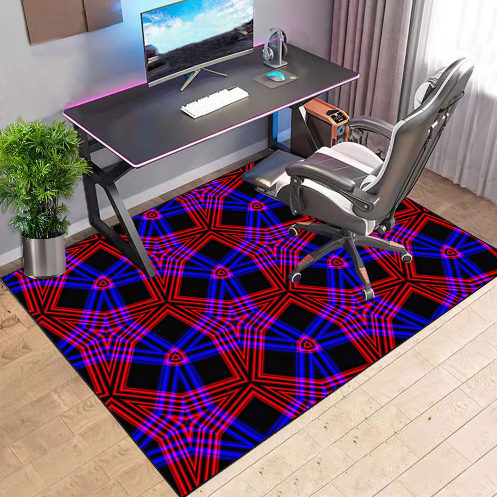 Tehocwiz Office Chair Mat for Low Pile Carpets and Hardwood Floor 80 x 100 cm - Gaming Carpet Protector Mat for Chairs Under Desks - Rectangular Carpeted Floor Mat for Computer Desk Chair