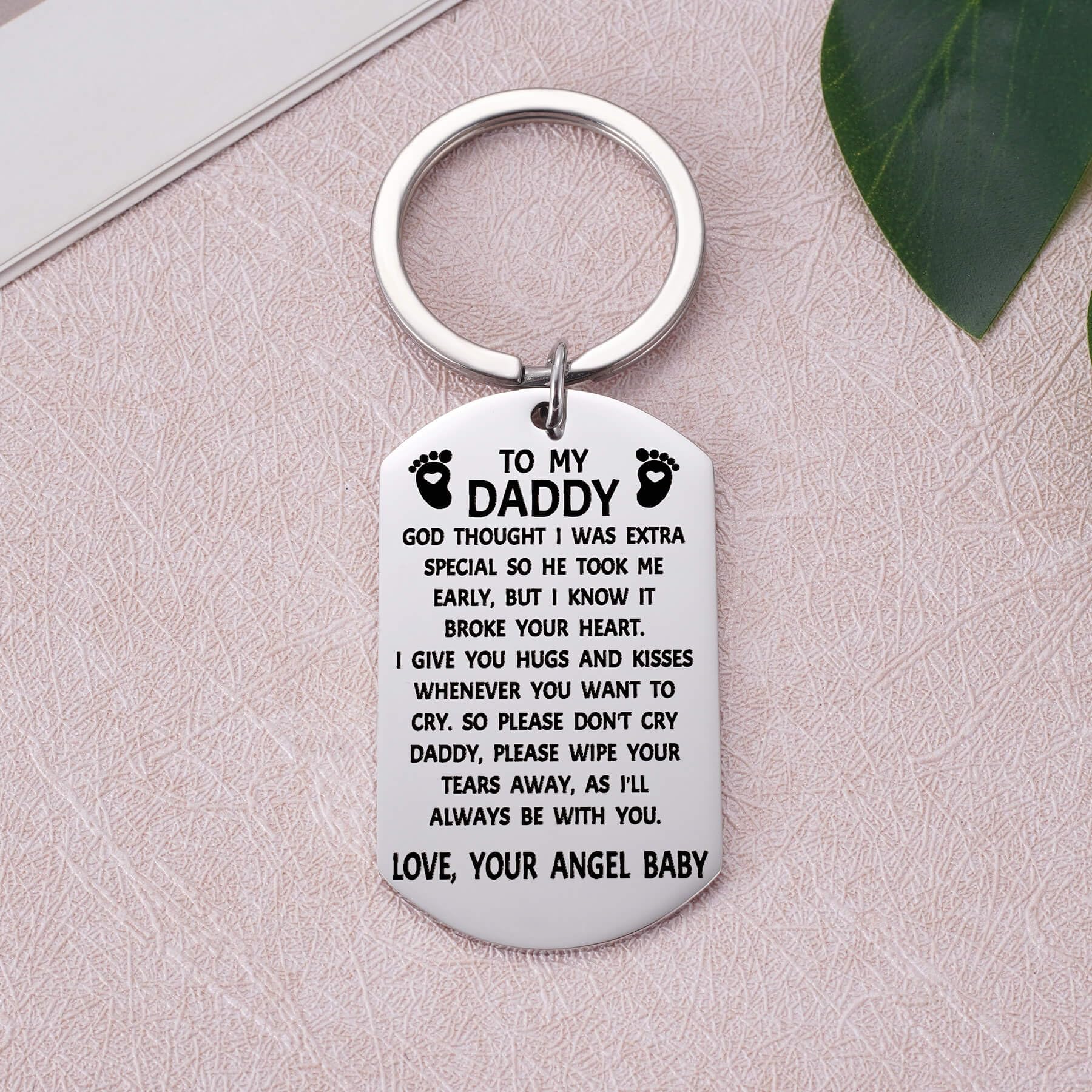 Aesnefe Miscarriage Keepsake for Dad Dog Tag, Lost Baby Memorial Gift, Angel Baby Gift for Daddy, Infant Loss Gifts, Loss of Baby Keychain, Sorry for Your Loss Condolence Gift