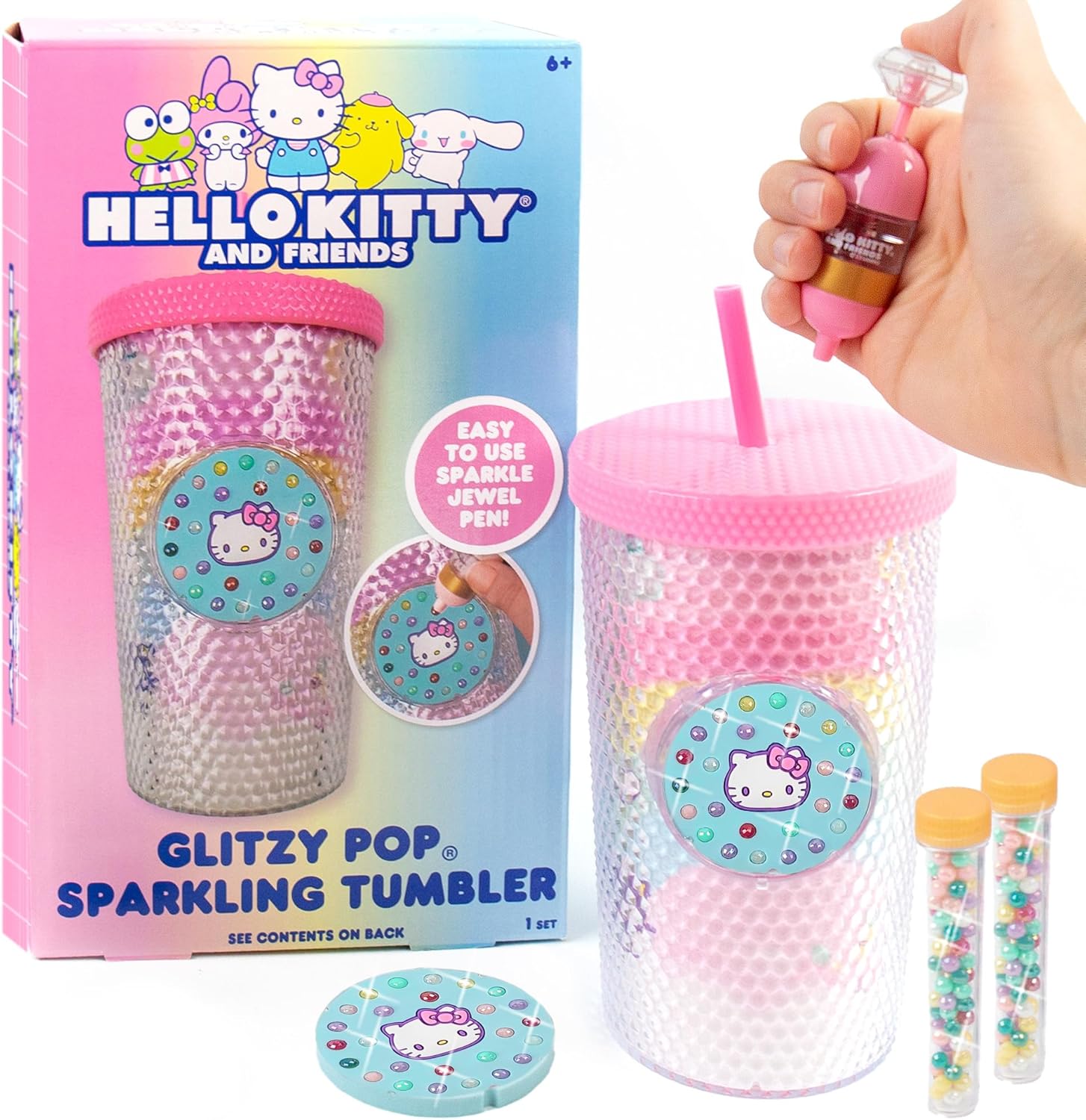 Hello Kitty and Friends Glitzy Pop Sparkling Tumbler, 15oz