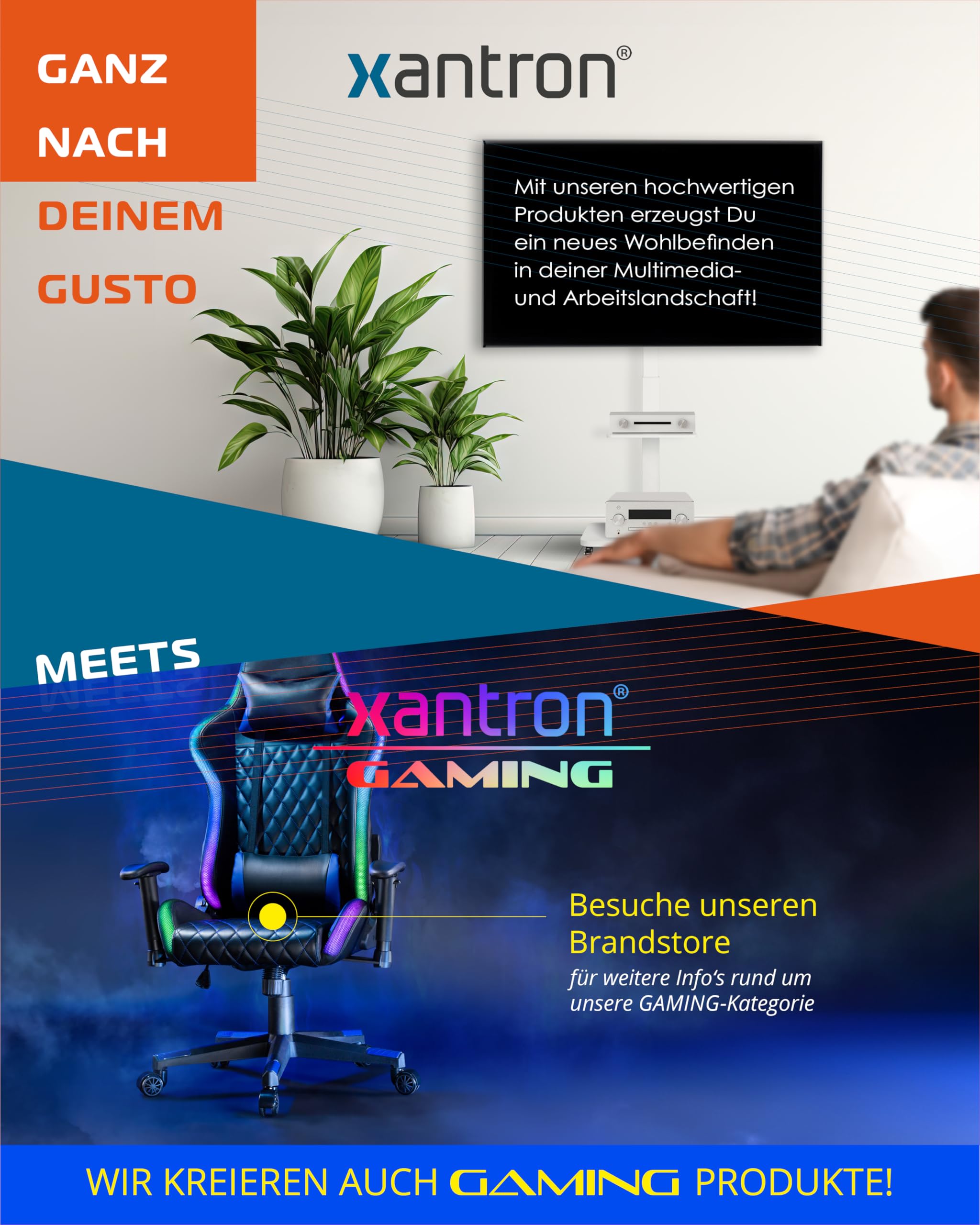 Xantron® DEHA-600E-Roto Soporte de techo para TV Eléctrico Abatible, Inclinable y Giratoria / 81-190 cm [Control por voz] Soporte de techo para televisor/monitor Soporte de techo/Soporte de TV incl