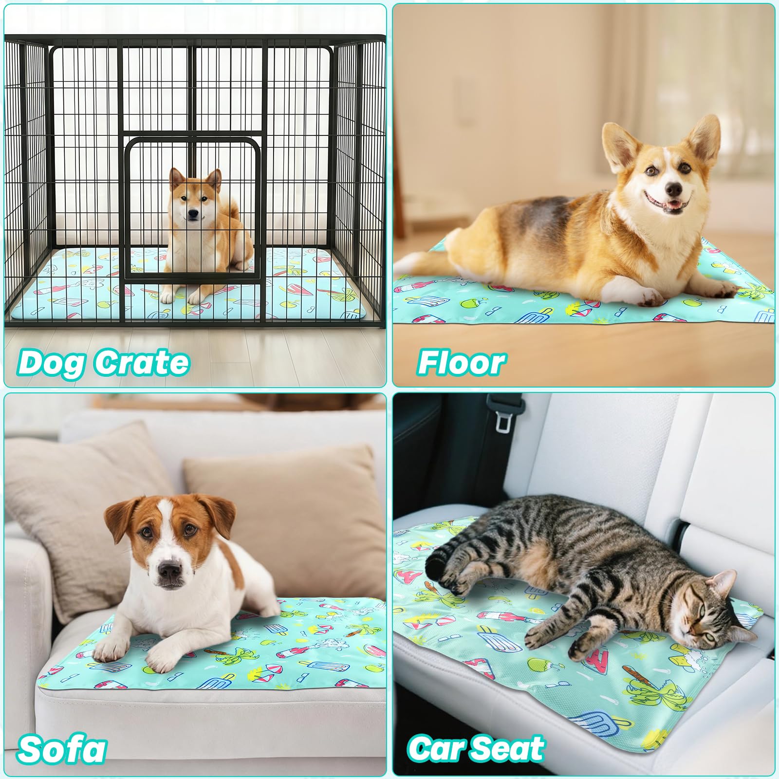 Alfombra Refrescante para Perros y Gatos,40 x 50 CM Alfombrilla de Enfriamiento para Mascotas, Pet Cooling Mat, Autoenfriante, Manta Refrescante para Perros para Sofás Camping,Piso