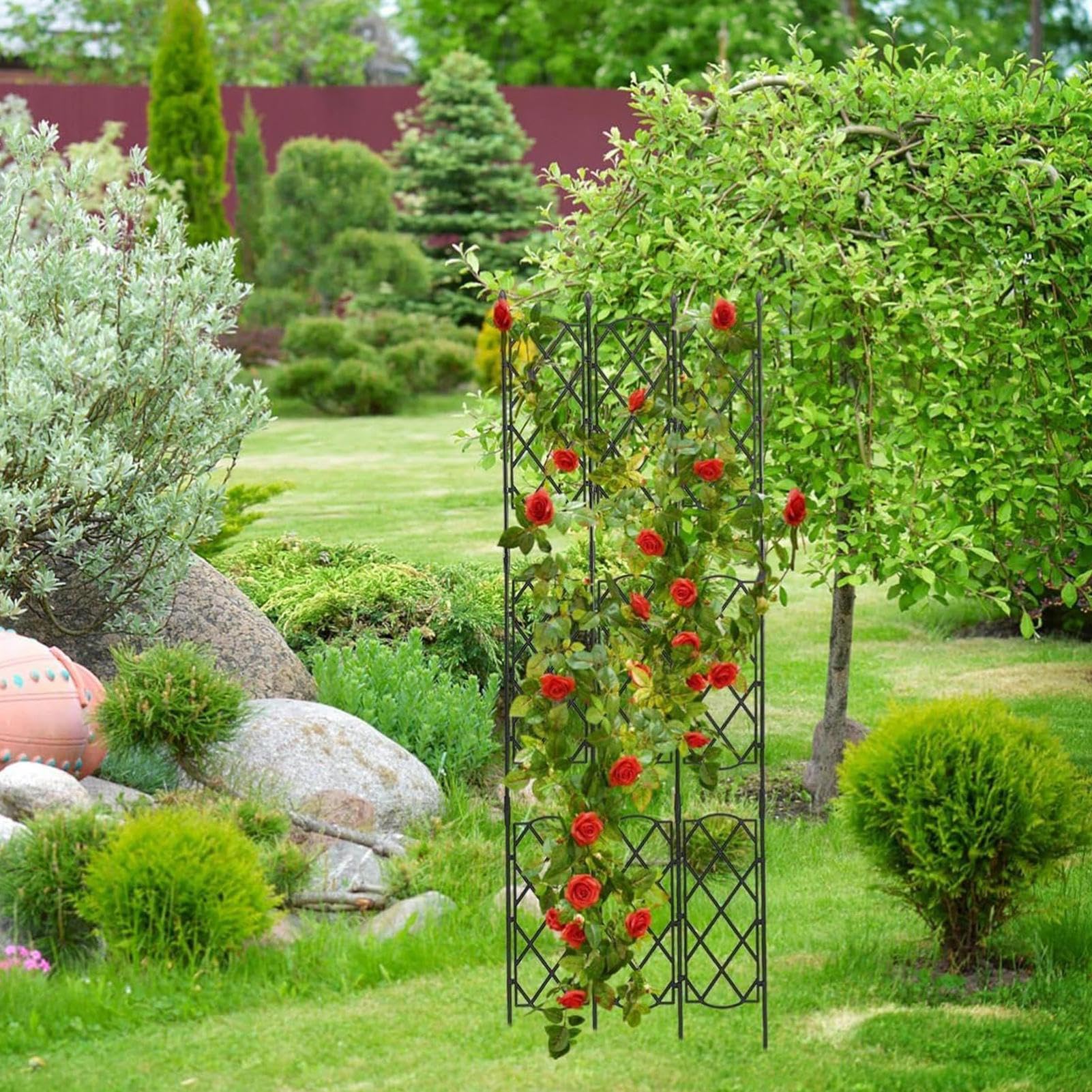 Vertikales Garten-Rankgitter – Zimmerpflanzen-Obelisk-Strukturen zum | Klettern von, Blumen, Reben, PE-Material, Stützrahmen, Balkon, Terrasse, Hof, Outdoor-Dekoration, 47 x 130 cm