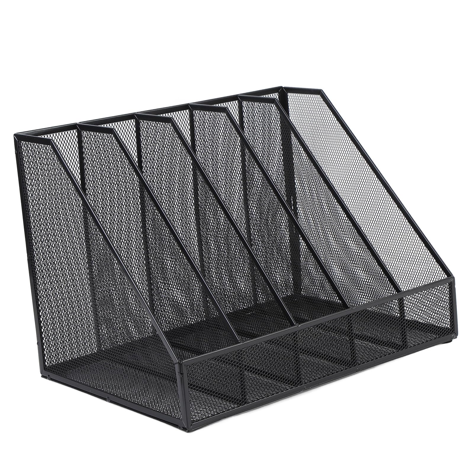 Organizzatore di file da tavolo Scaffale da scrivania verticale a 5 sezioni Rete addensata Robusta casa per ufficio Scuola Nero