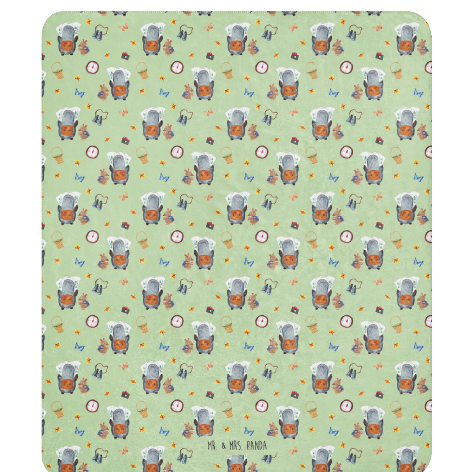 Mr. & Mrs. Panda Plaid Pinguin & Maus Wanderer 130 x 155 cm - Geschenk, Decke, Ausflug, Heimdecke, Sofadecke, Schmusedecke, Wandern, Wohndecke, Roadtrip, Tagesdecke, Wanderlust