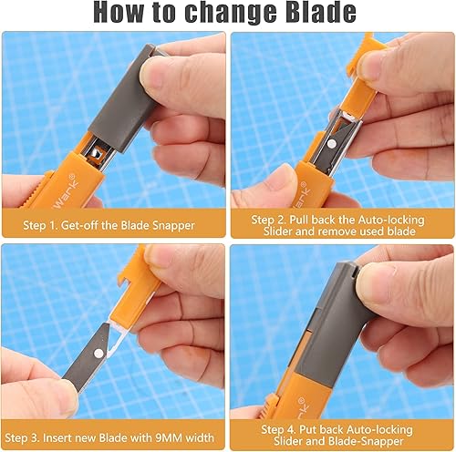 Miniatura 10 de MulWark 100 cuchillas de repuesto de cuchillos de 0.354in a presión, de 30 grados, hoja de corte de precisión afilada multiusos para cuchillos de