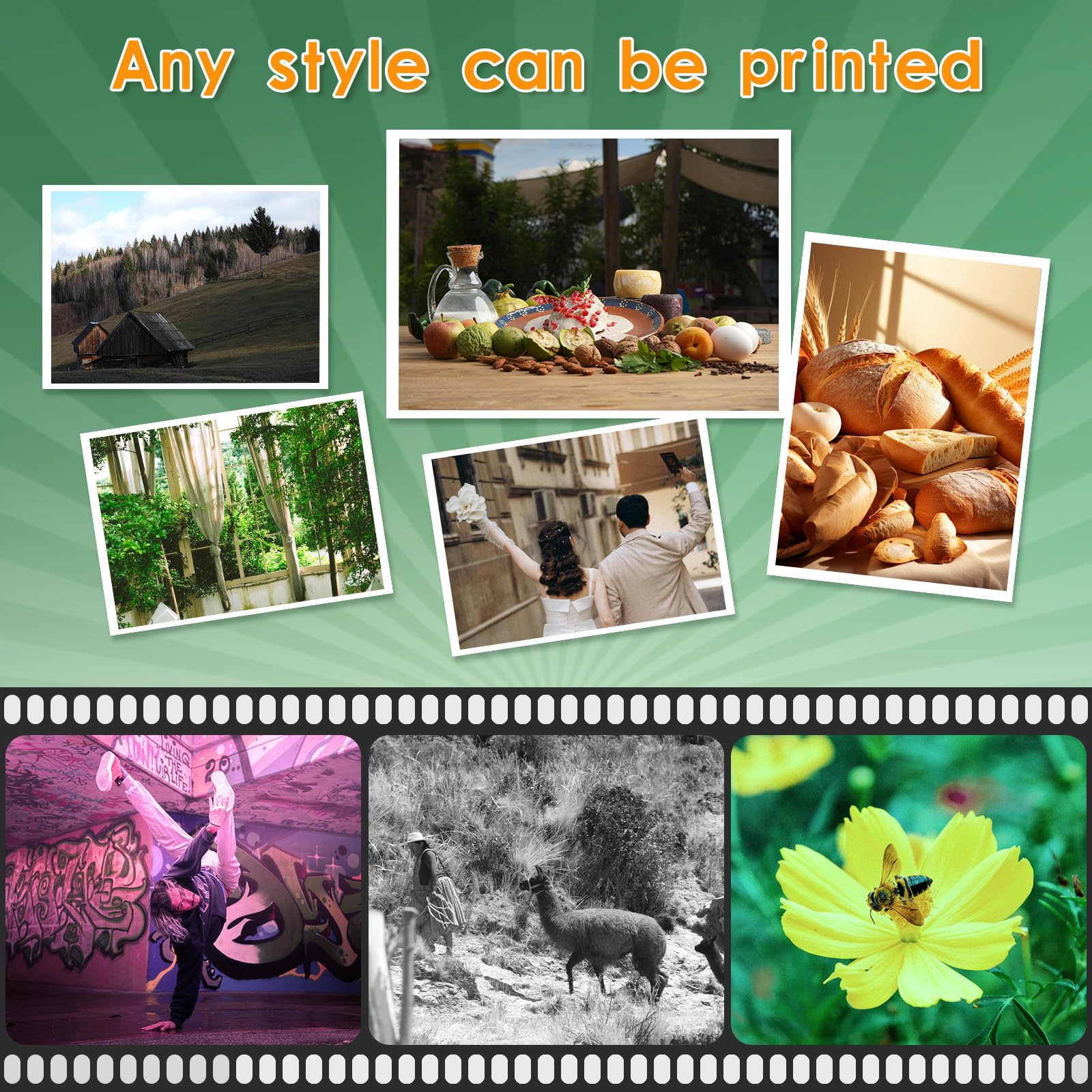 Lokunn 180 hojas de papel fotográfico brillante, papel fotográfico de 4 x 6, 5 x 7, 8.5 x 11 pulgadas, papel fotográfico para impresora de inyección de tinta para tinta de tinta, adecuado para