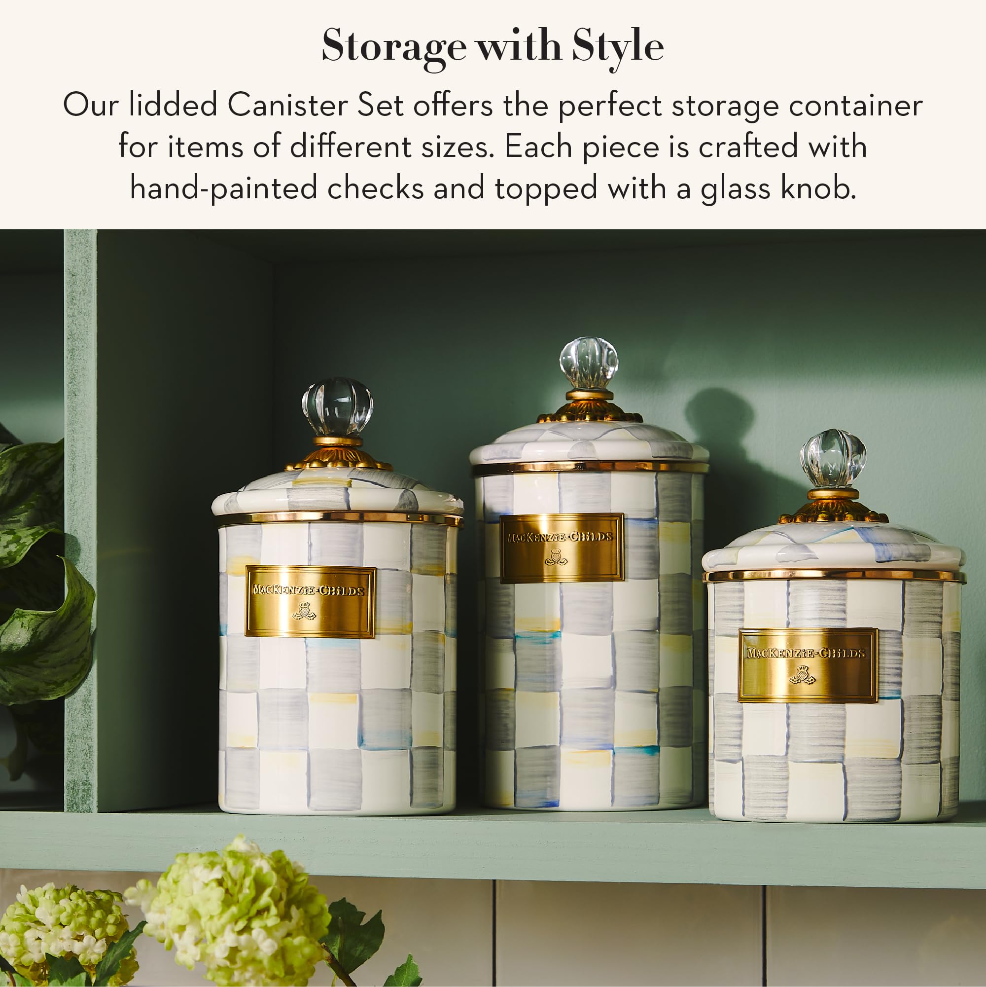 Amazon.com: MACKENZIE-CHILDS Enamel Canisters, Small (38 oz
