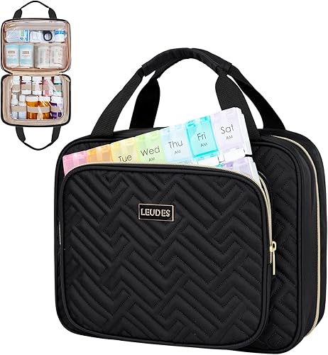 Leudes Organizador de botellas de pastillas de viaje, organizador y almacenamiento de medicamentos, bolsa de medicamentos para el hogar, estuches,