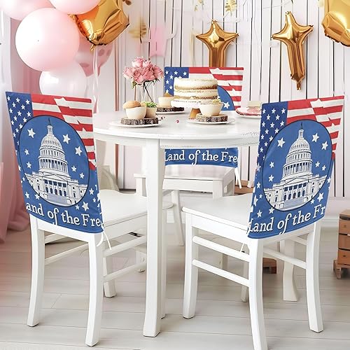 Miniatura 5 de 4th of July Independence Day White House Land of Free Decorative Chair Cover for Office Chair for Classroom Stools Soft Chair Slip Cover covertores