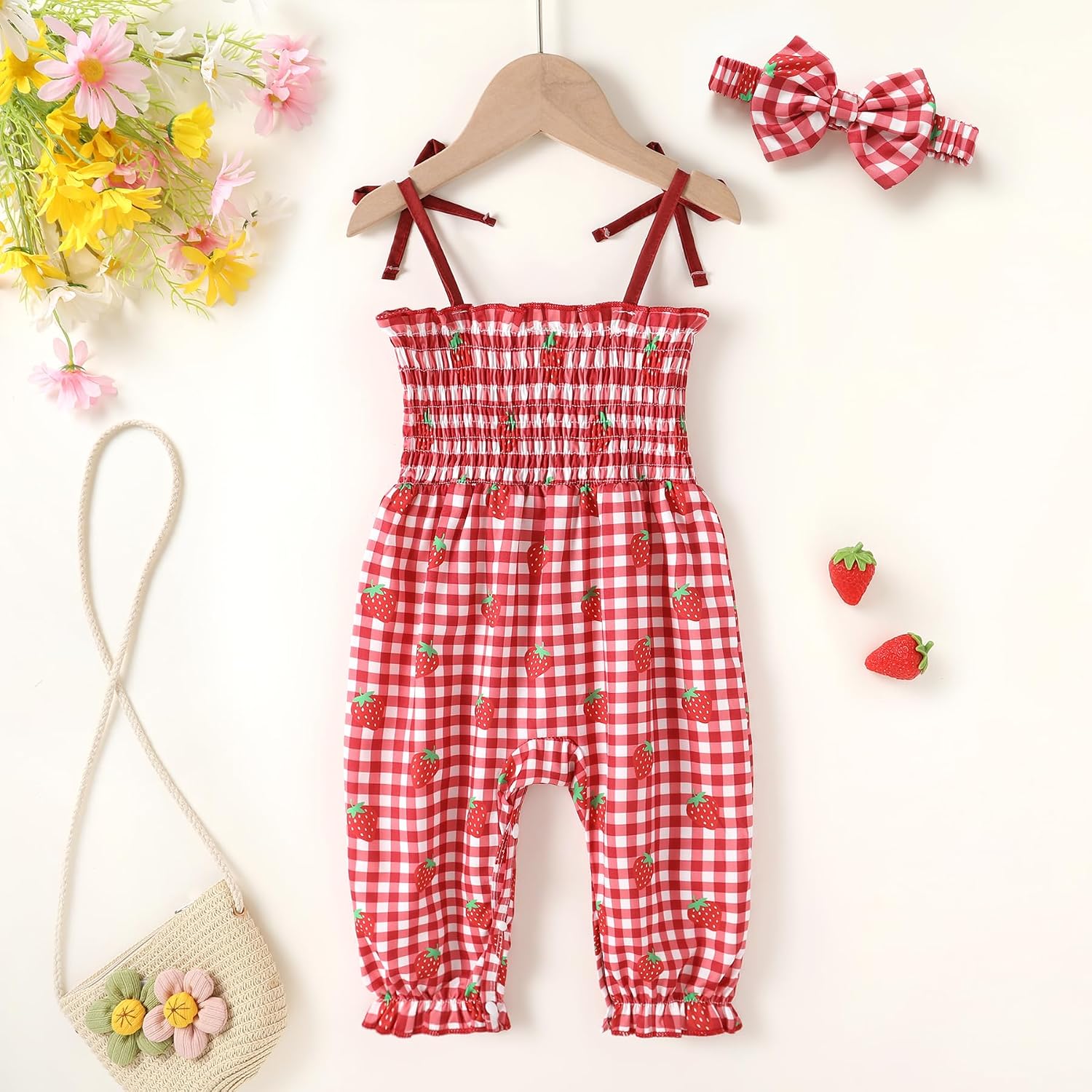 Happy Town Baby Girl Clothes Sleeveless Romper Jumpsuit with Headband Summer Infant Outfits for 0-24 Months