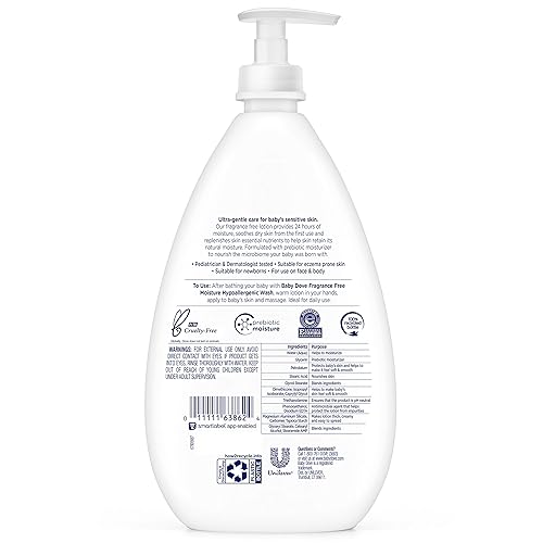 Miniatura 2 de Baby Dove Loción facial y corporal para piel sensible, sin fragancia, loción para bebés, 20 onzas