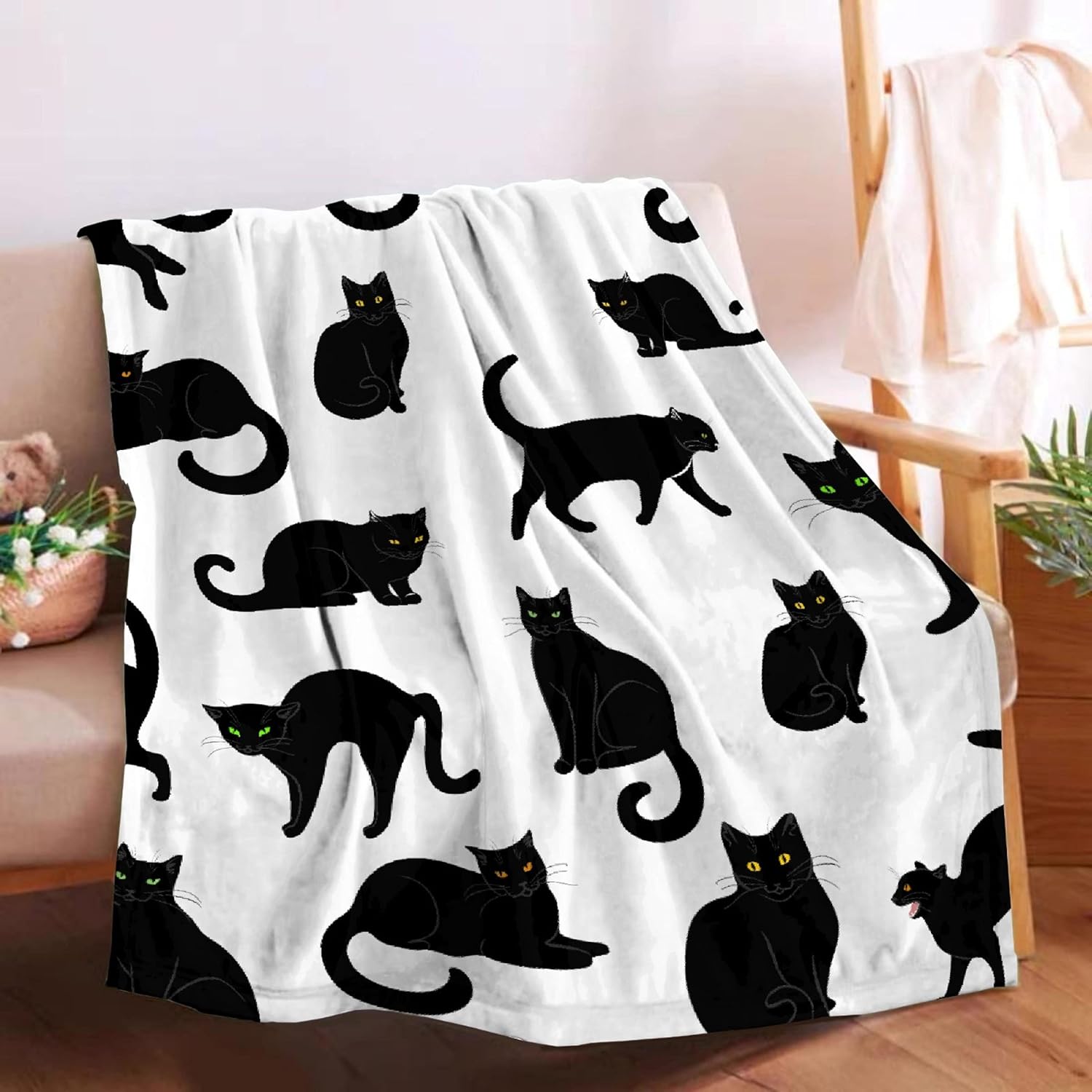 Black Cats Blanket Throw Super Soft and Cozy Blankets for