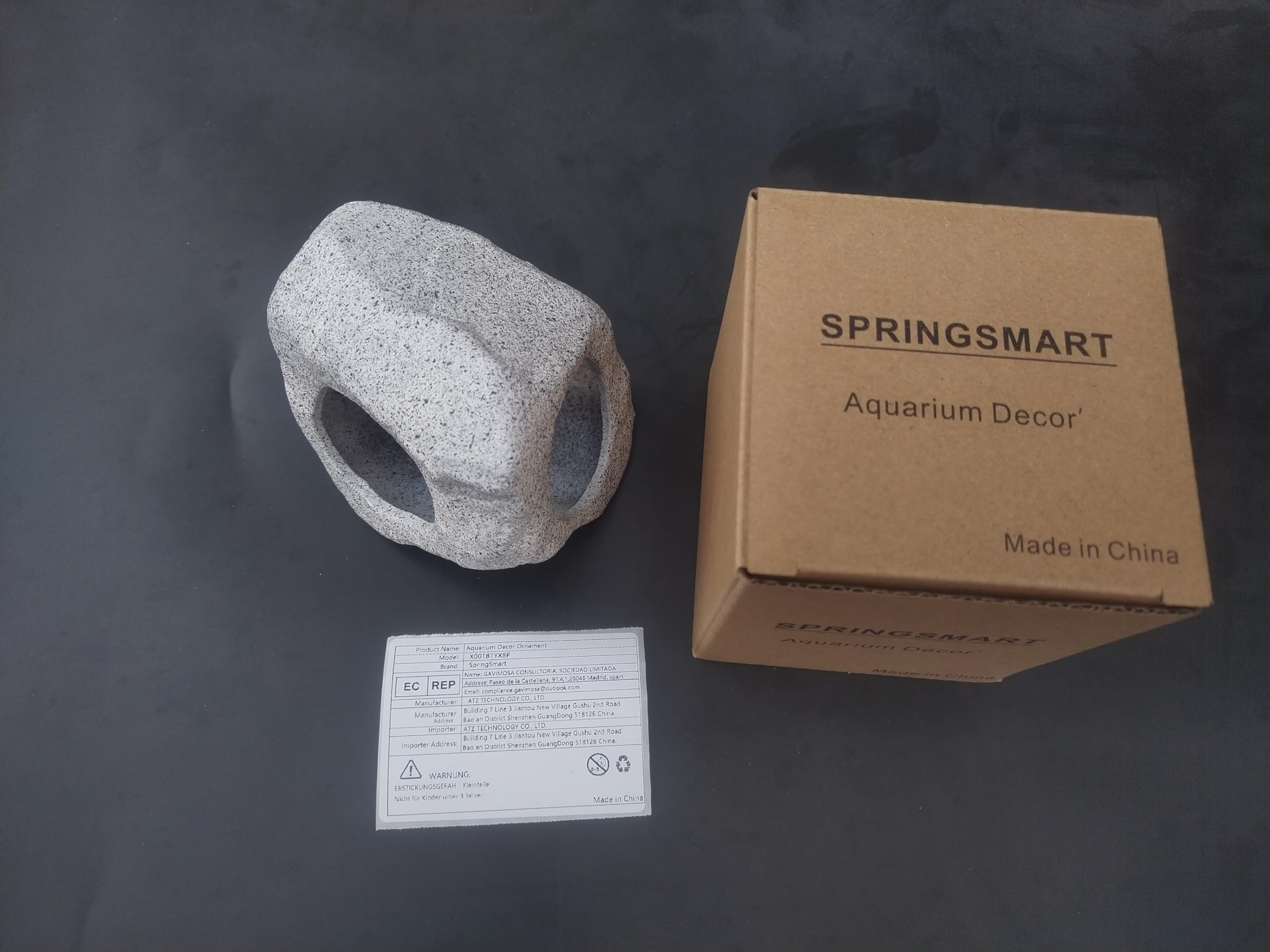 SpringSmart Cachette d'aquarium pour animaux de compagnie aquatiques pour se reproduire, jouer et se reposer, ornements en céramique sûrs et non toxiques, pierre décorative pour combattant