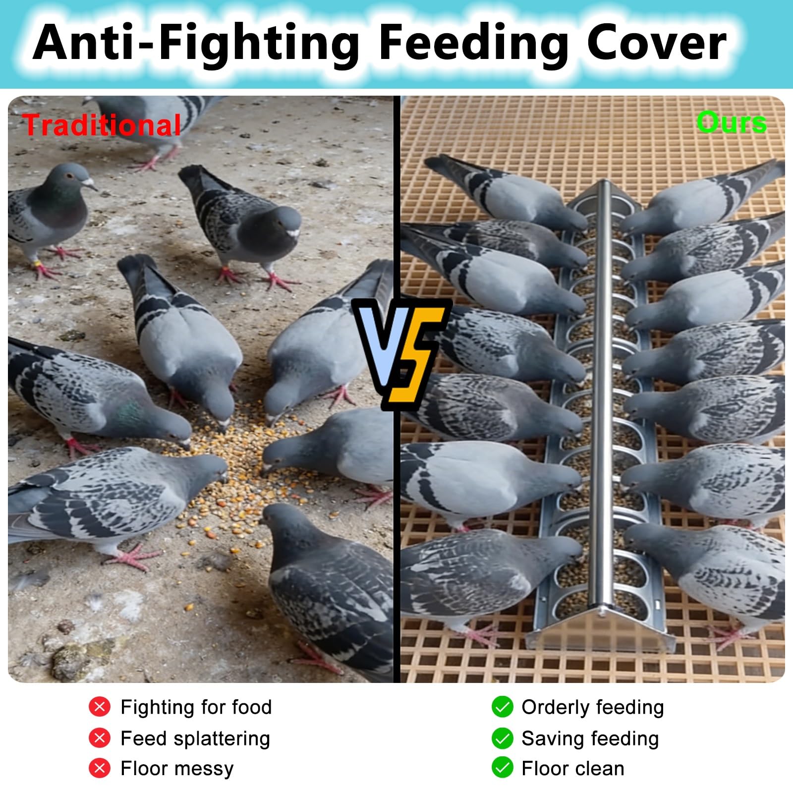 Dispensador de alimentos para aves de corral de acero inoxidable, herramienta de alimentación para pollo, pato, pájaro, ganso