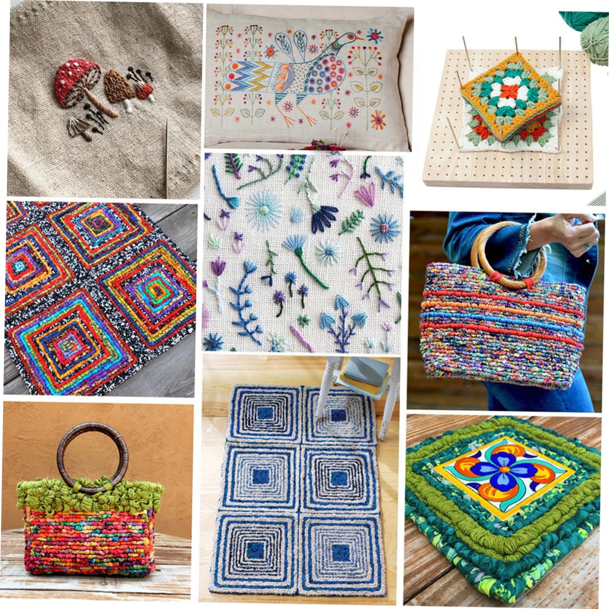 Artibetter Blockierbrett zum Häkeln Holzbrett für Häkelprojekte Steckbrett mit Nadeln Handarbeitszubehör für Stricken und Häkeln Quadratisches Blockbrett aus Robustem Material