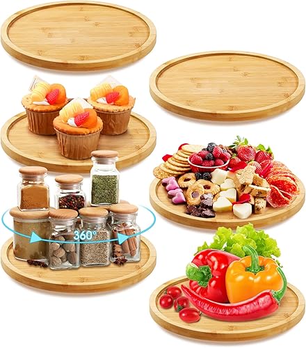 Miniatura 8 de Mumufy Lazy Susan - Organizador redondo para tocadiscos Lazy Susan, 6 unidades, bandeja giratoria para encimera de cocina, despensa, mesa,