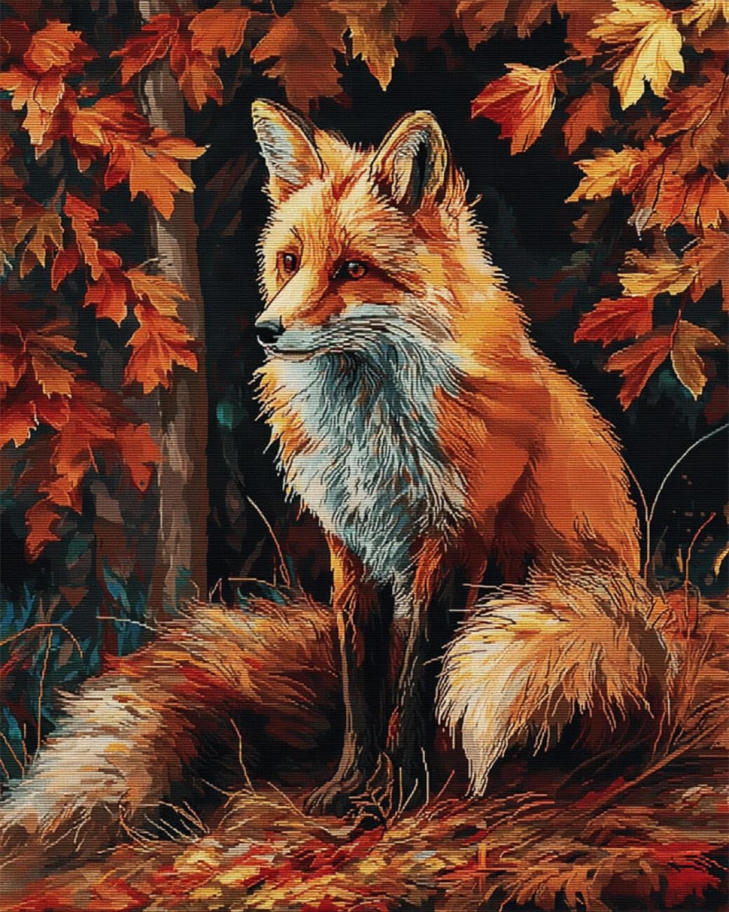 Rkflgew G Diy Embroidery Beads Set Fox Portrait 30X40cm
