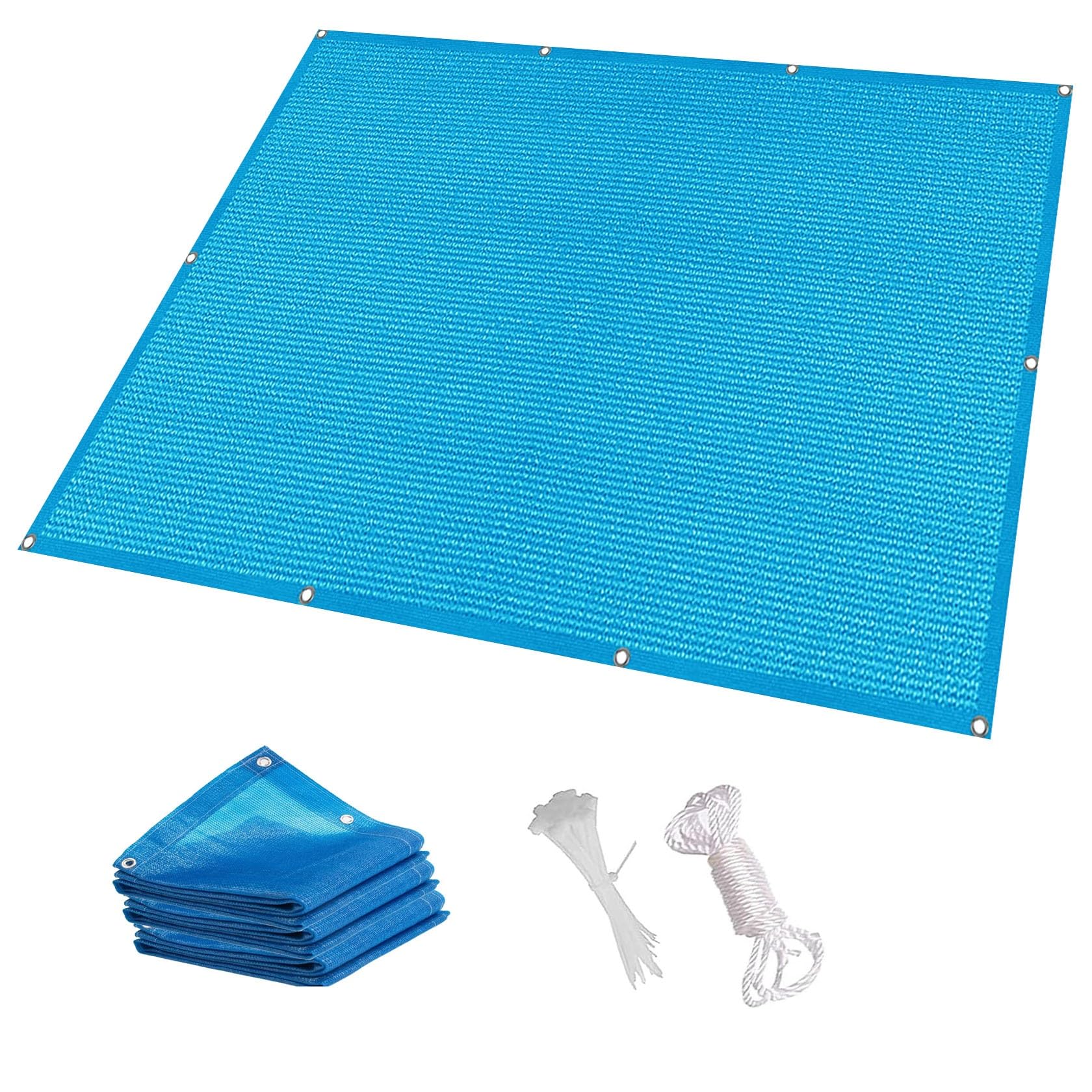 Voile d'ombrage rectangulaire contre la chaleur, toile bleue perméable en HDPE