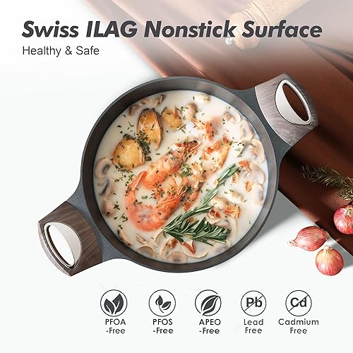 Miniatura 3 de SENSARTE Olla antiadherente con tapa, 2.64.56.68.5 cuartos de galón olla de sopa cacerola, olla de pasta saludable, olla grande de cocción profunda,