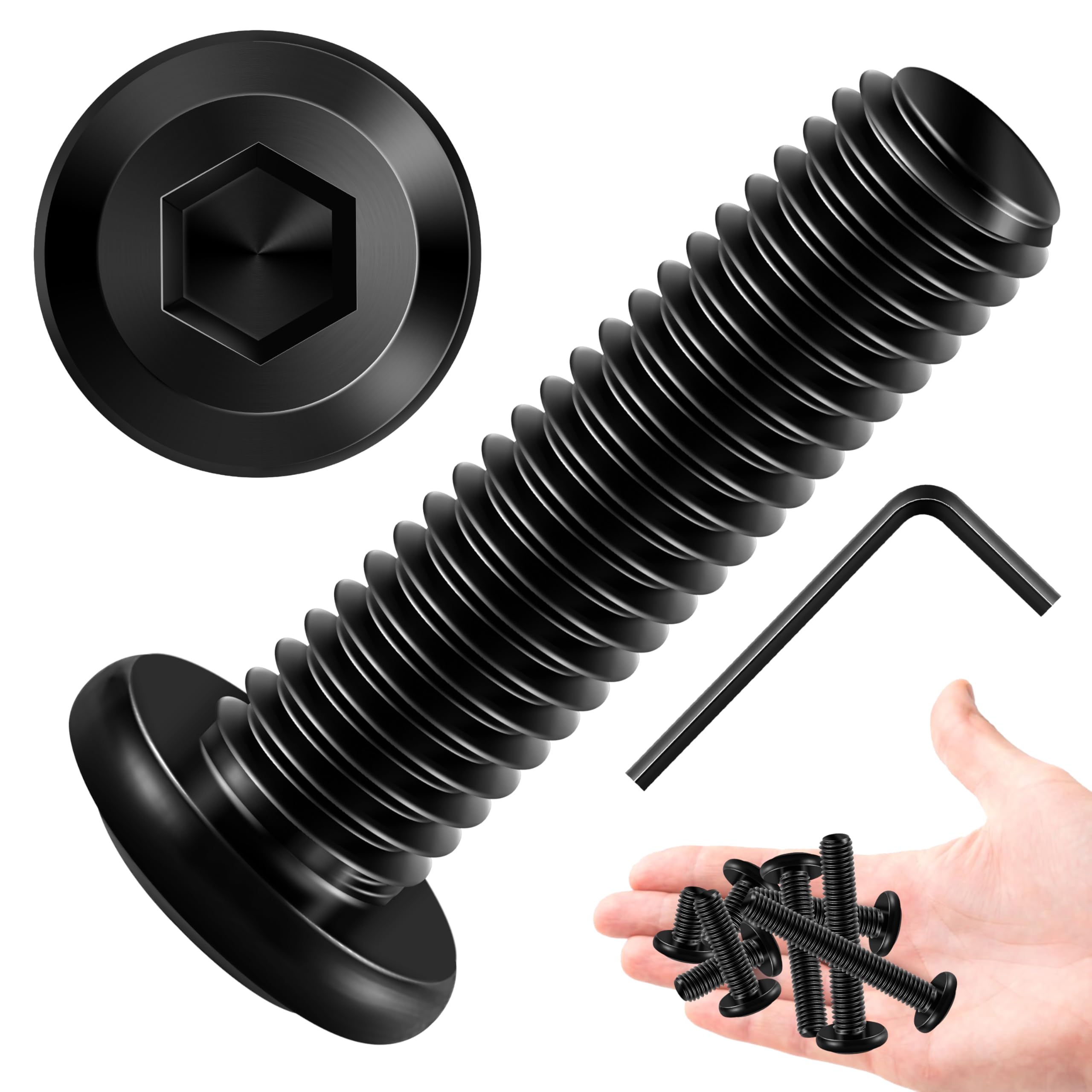 20Pcs M8 Bolt M8 x 30mm Flat Head Socket Cap Screw Bolts, M8 Screws Metric Bolt Kit, Stainless Steel Bolts 304, Black Oxide M8x1.25 by Marysino