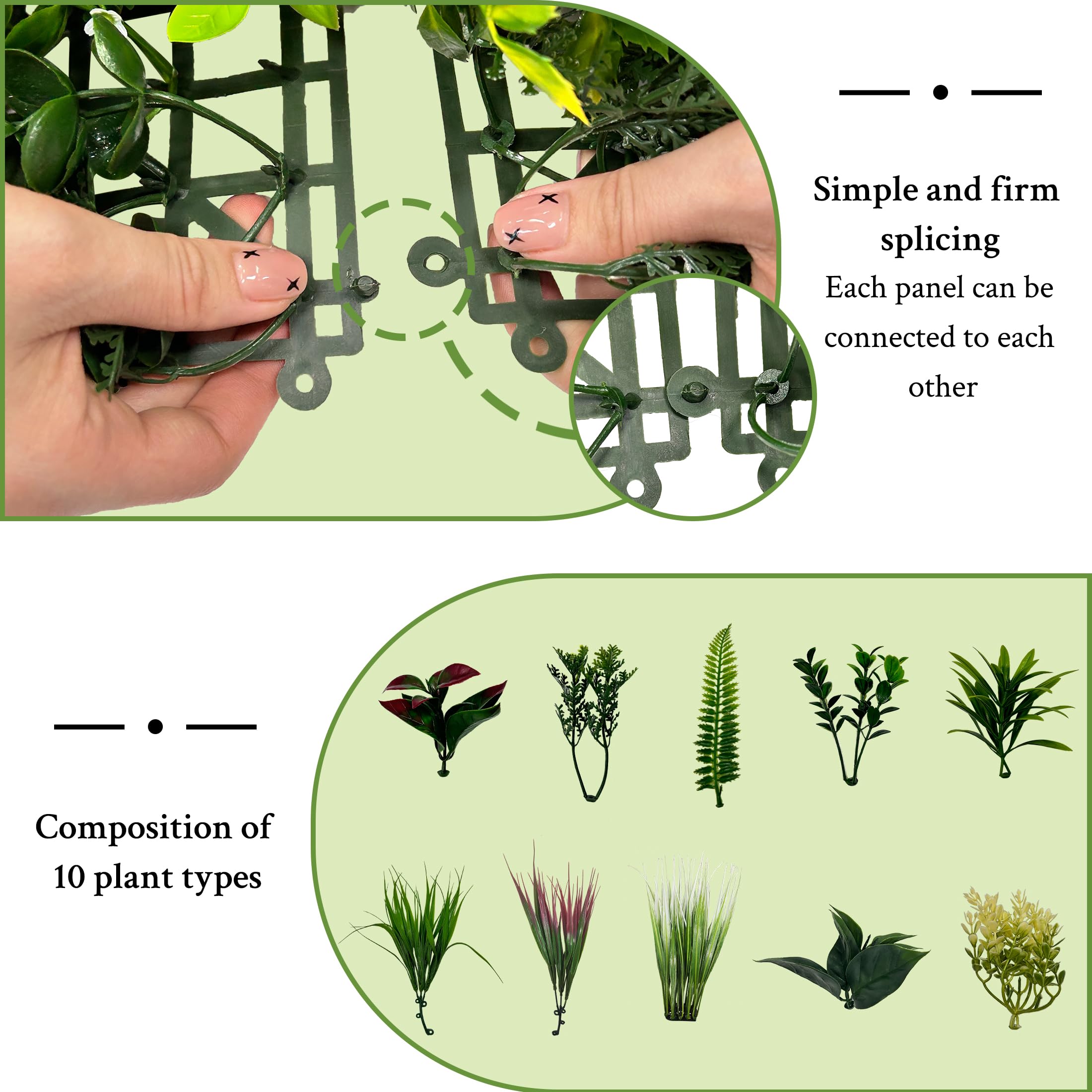 ODTORY Artificial 3D Plant Wall Panels: UV-Anti Faux Grass Wall Backdrop Boxwood Ivy Fence Privacy Screen Fake Greenery Leaf Hedge for Outdoor,Indoor,Garden,Backyard and Home Decor ()