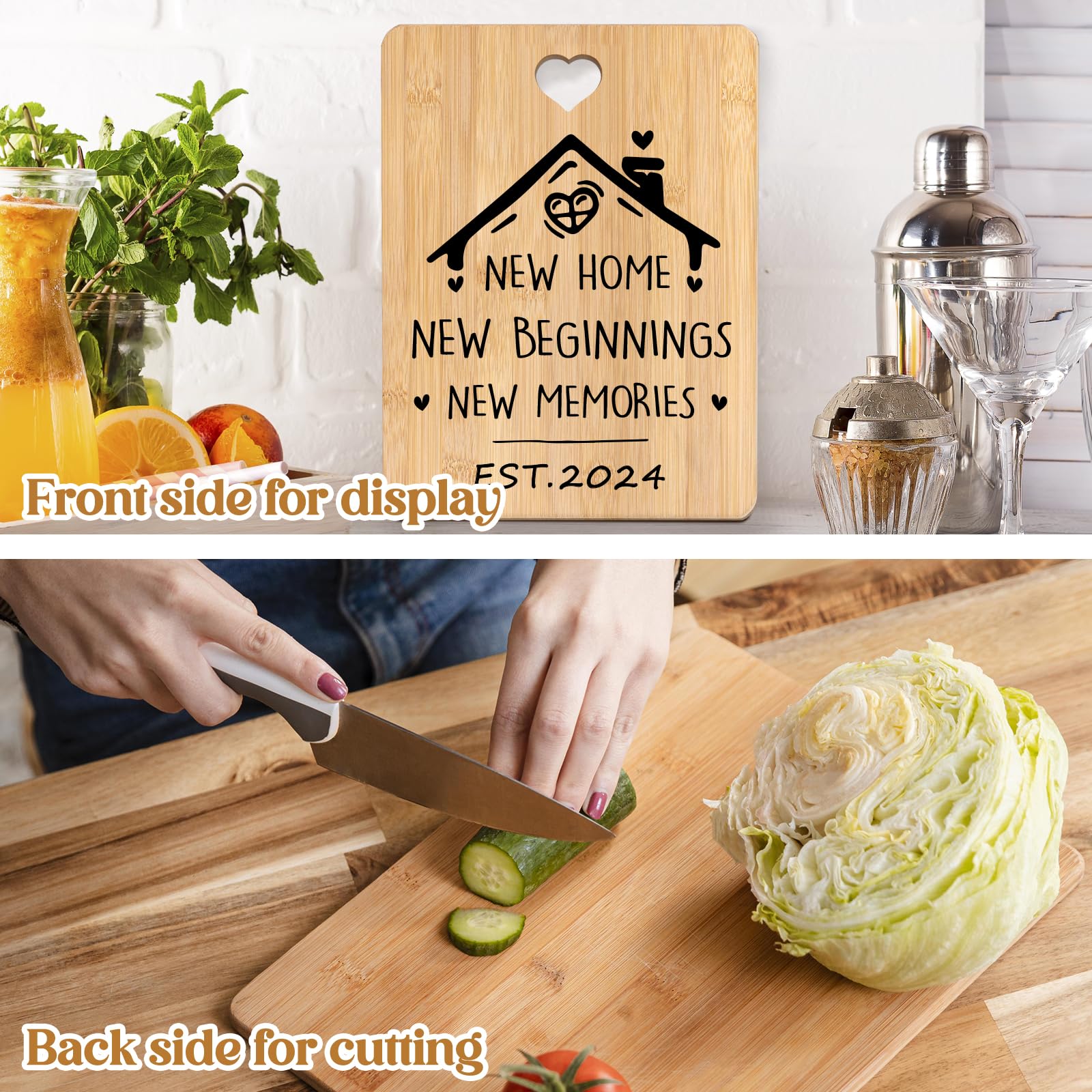 New Home Gifts, Bamboo Cutting Board, House Warming Gifts, Housewarming Presents for Couple Family, Friends - Image 3