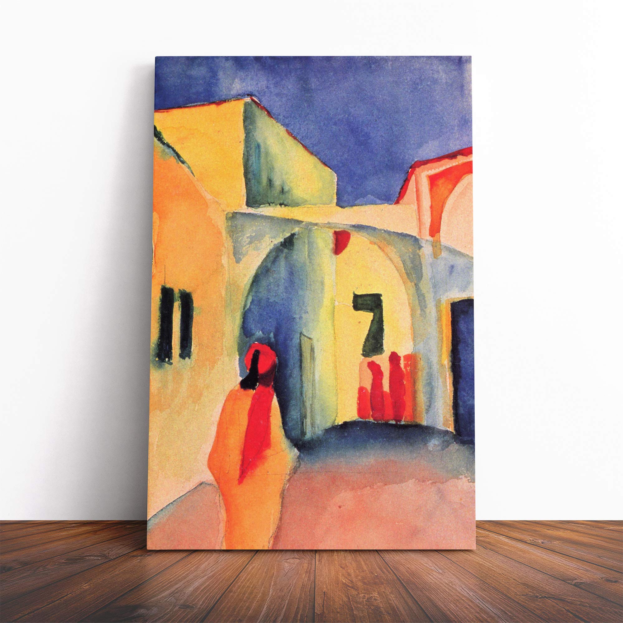August Macke View into a Lane Canvas Print | Gallery Wrapped 30mm Frame Wall Art | 20x14 inches | Ready to Hang | Modern Picture | Living Room Bedroom Lounge Office