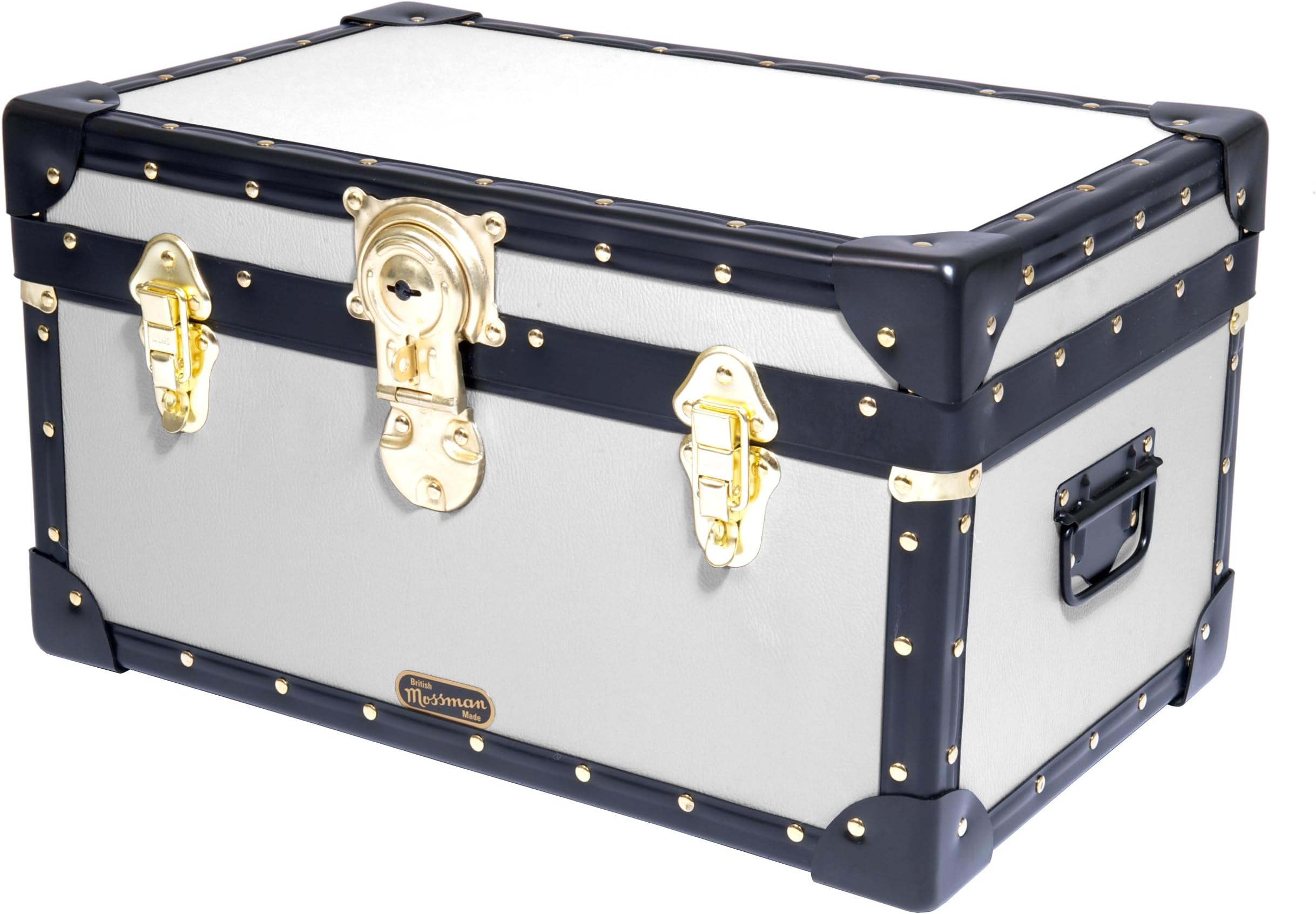 Original Mossman TUCK BOX Trunk CABIN lock Storage Box Chest Steamer Case Home Furniture British Made (White)
