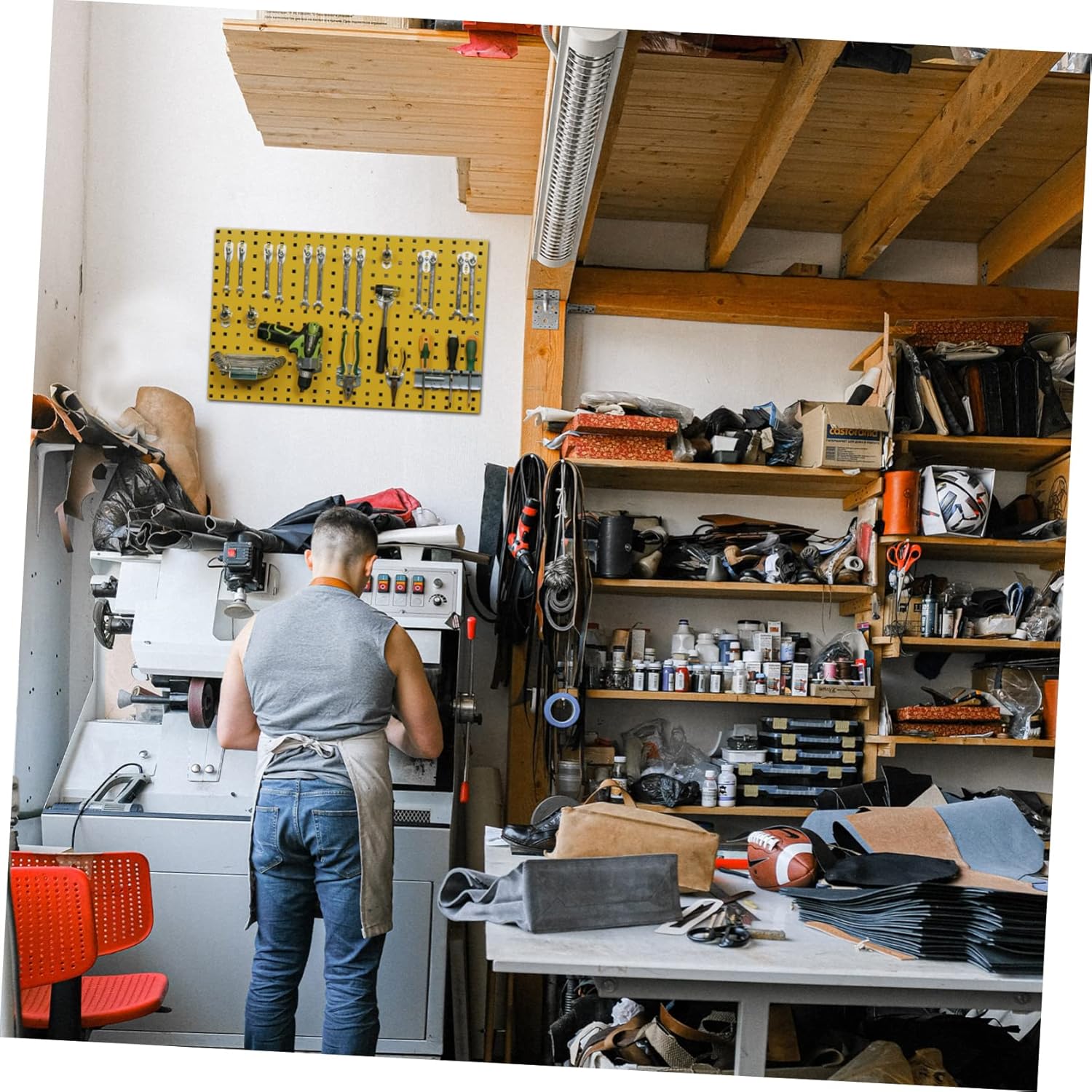 Multi-Functional Pegboard Rack Galvanized Steel Tool Organizer Hooks and Bins Garage Hanging Board for Efficient Tool Storage