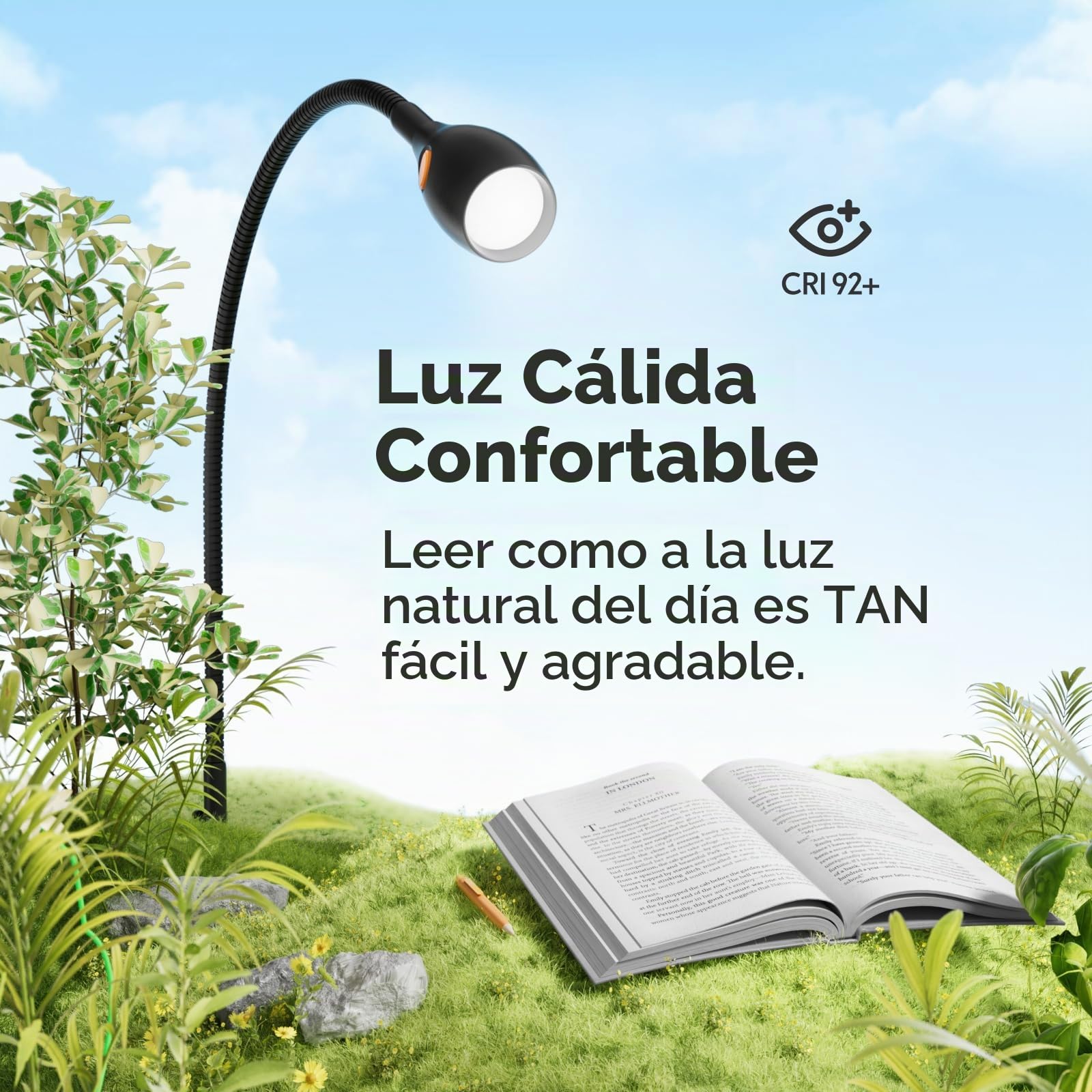 acegoo Lámpara de Lectura Pared de LED Flexible, Regulable 3000K/Ámbar, con Interruptor Cama Luz Lectura, Cabezal de Lámpara Giratorio Negro (1 pack)
